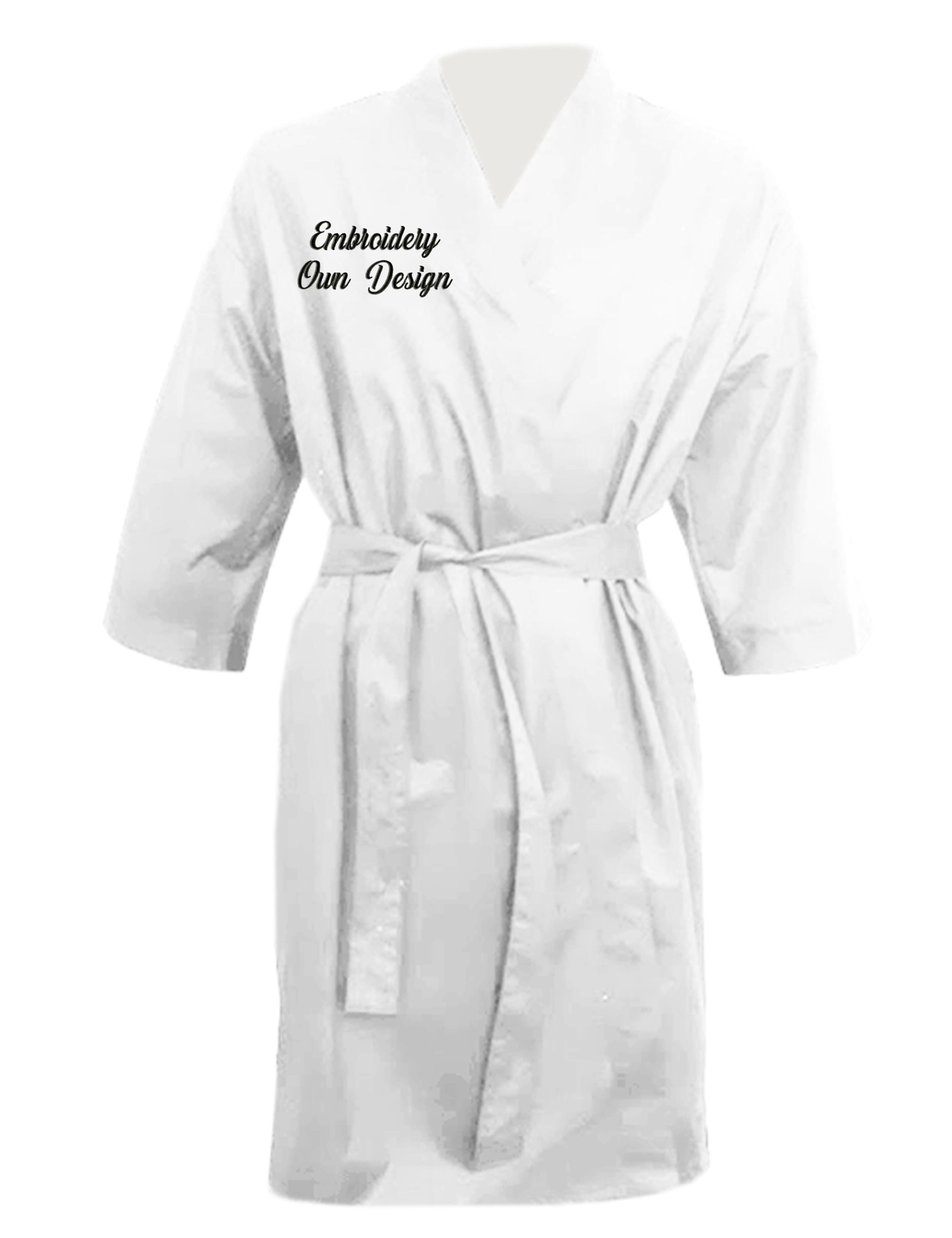 Personalised Hairdressing Kimono Gown white with embroidery