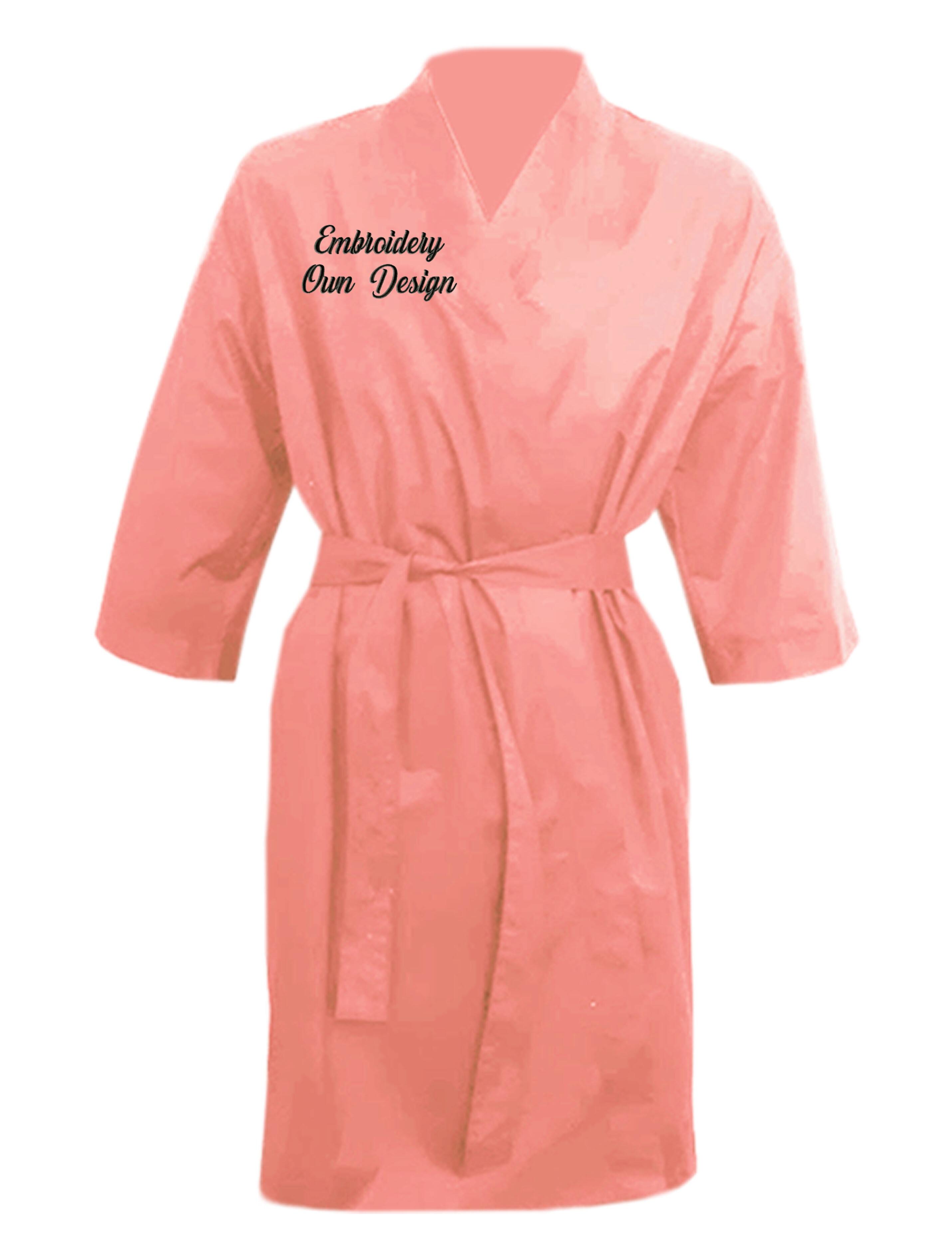 Personalised Hairdressing Kimono Robe with embroidery peach