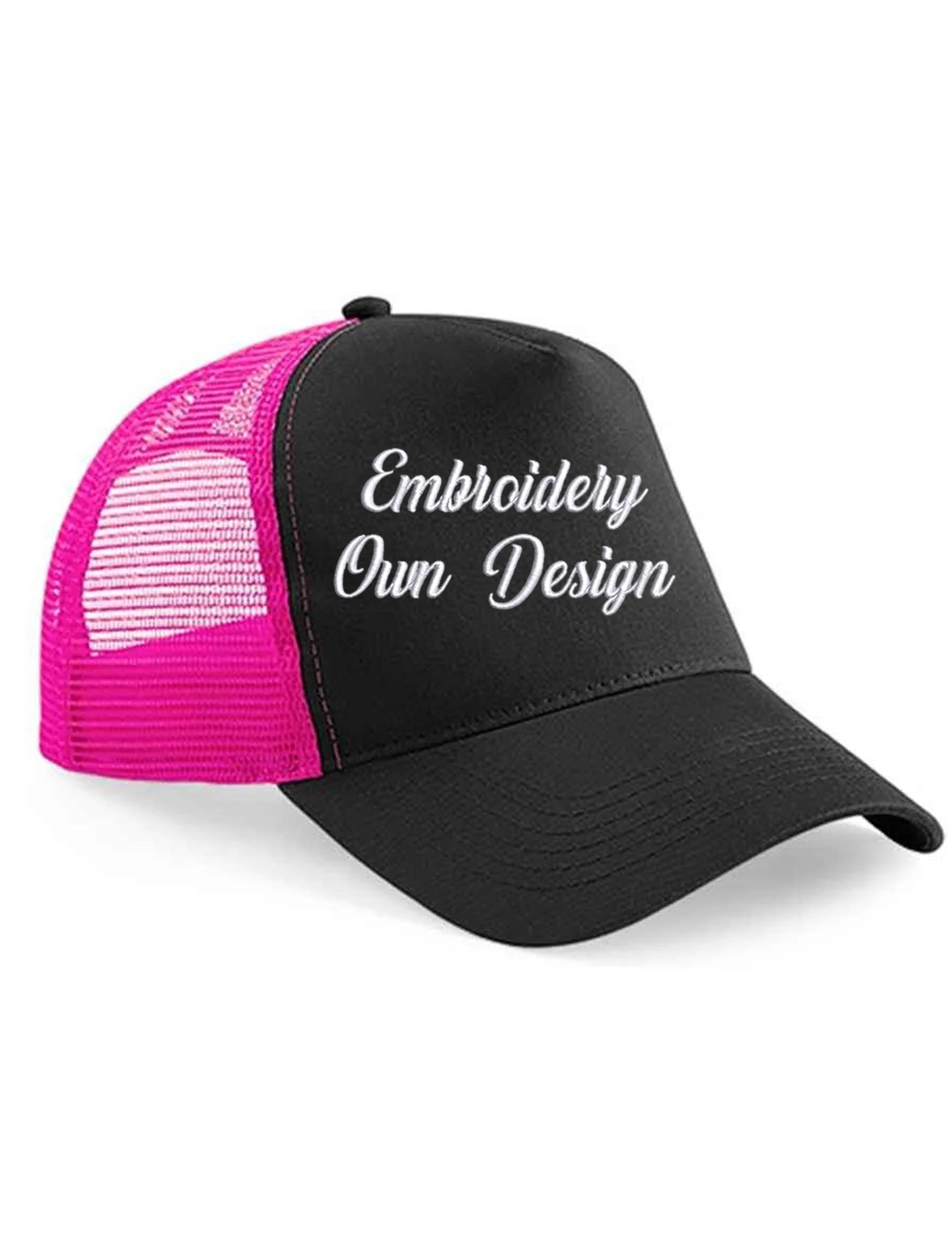 Personalised Embroidered Snapback Trucker Cap Black/Hot Pink