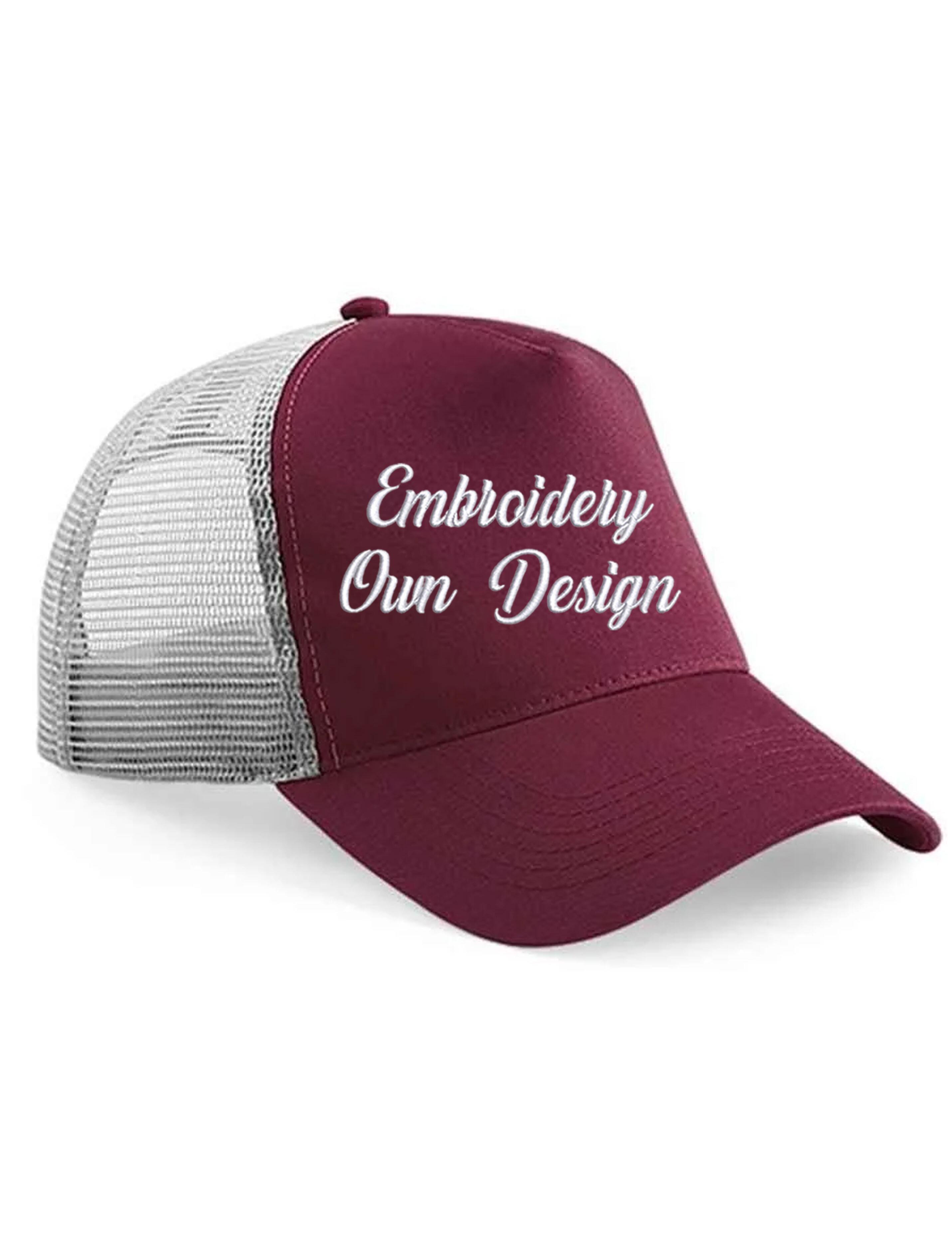 Personalised Embroidered Snapback Trucker Cap burgundy/grey