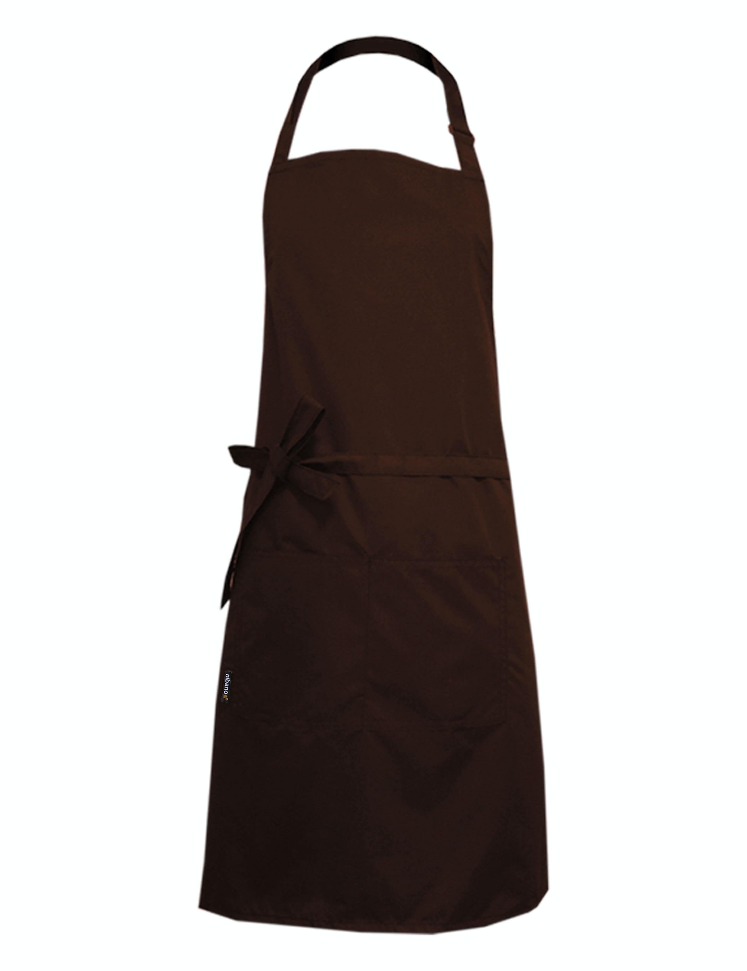 Nibano waterproof hair and beauty salon apron with pockets chocolate