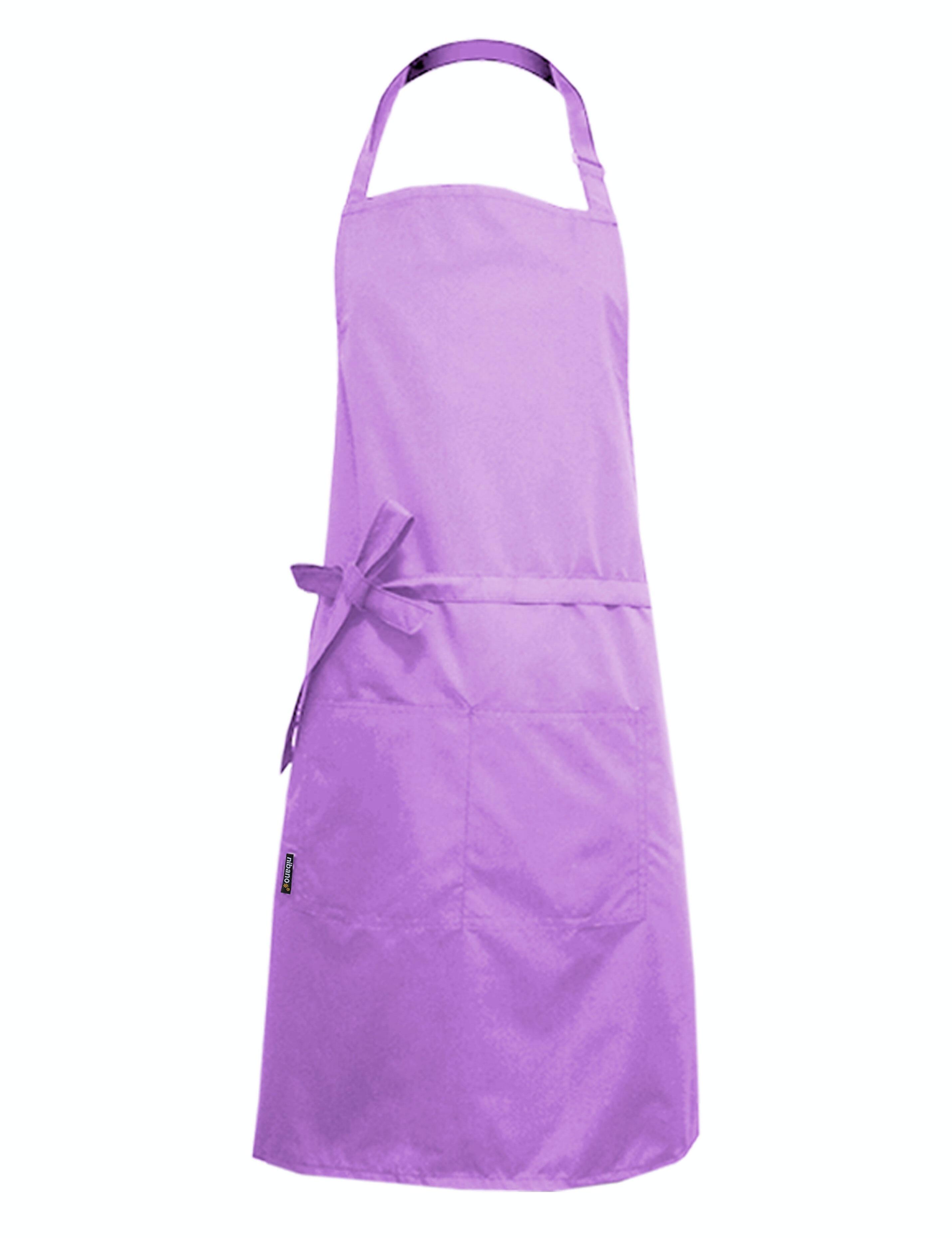 Nibano waterproof hair and beauty salon apron with pockets lilac