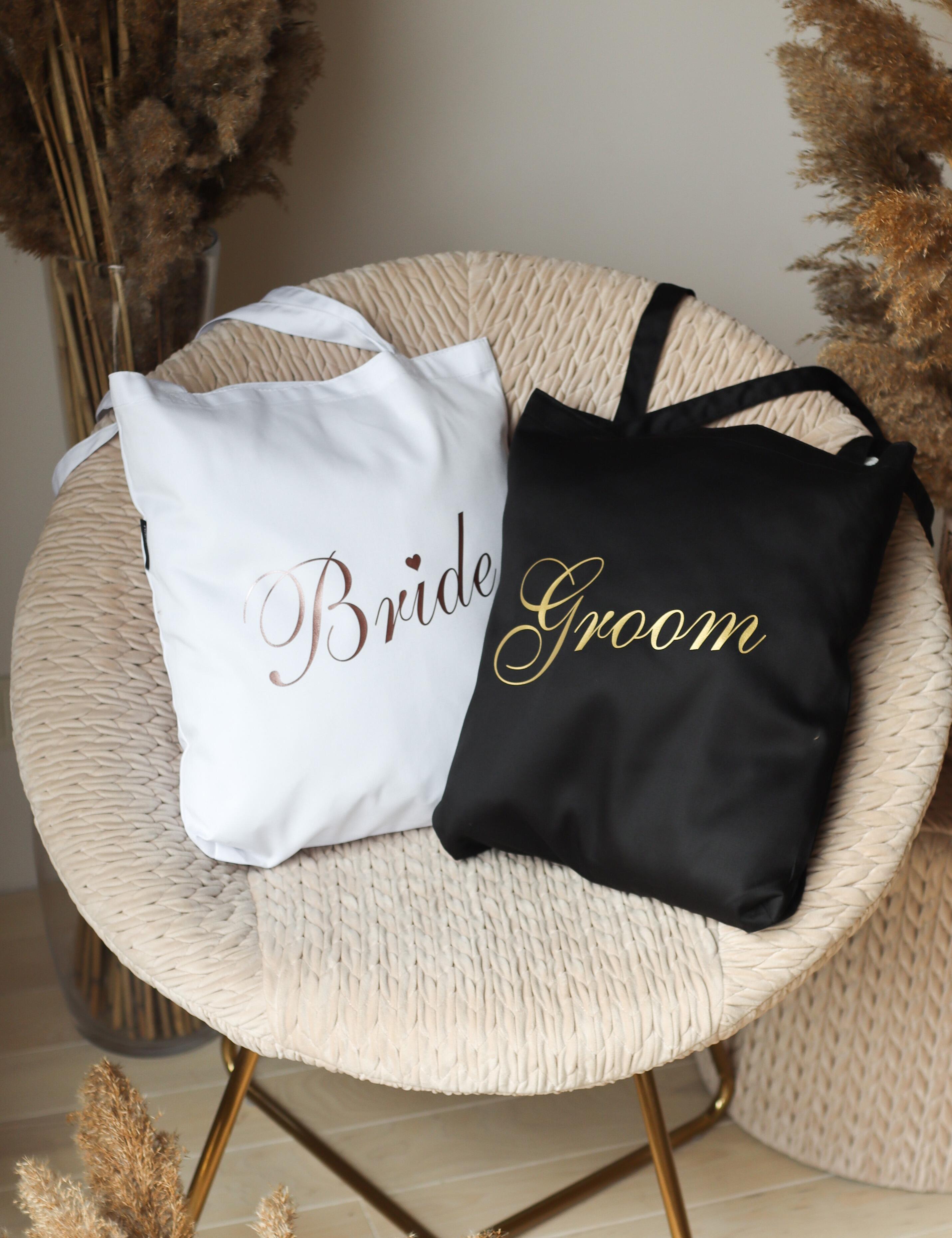 Personalised matching bride and groom bag