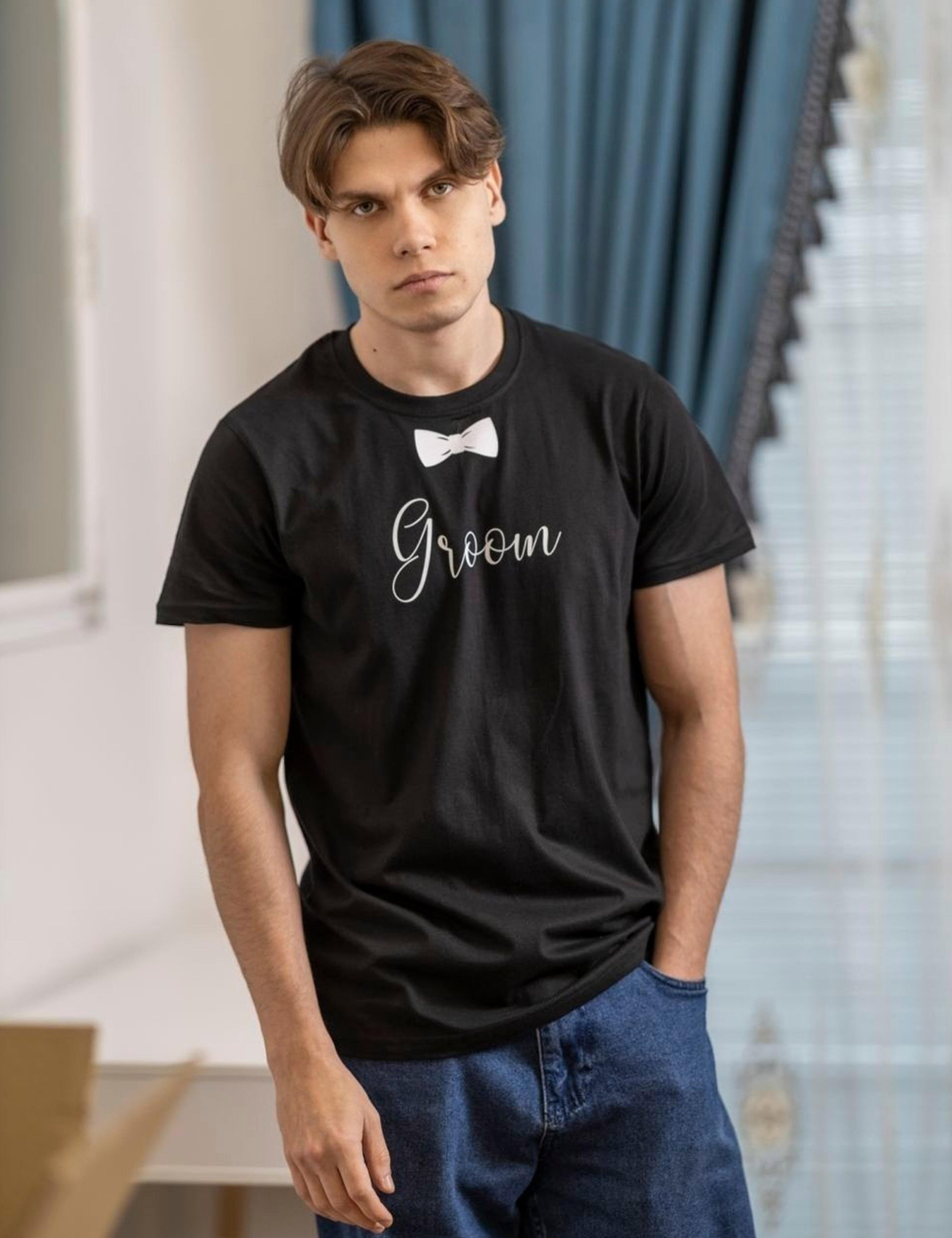 Personalised groom shirt black wedding tee
