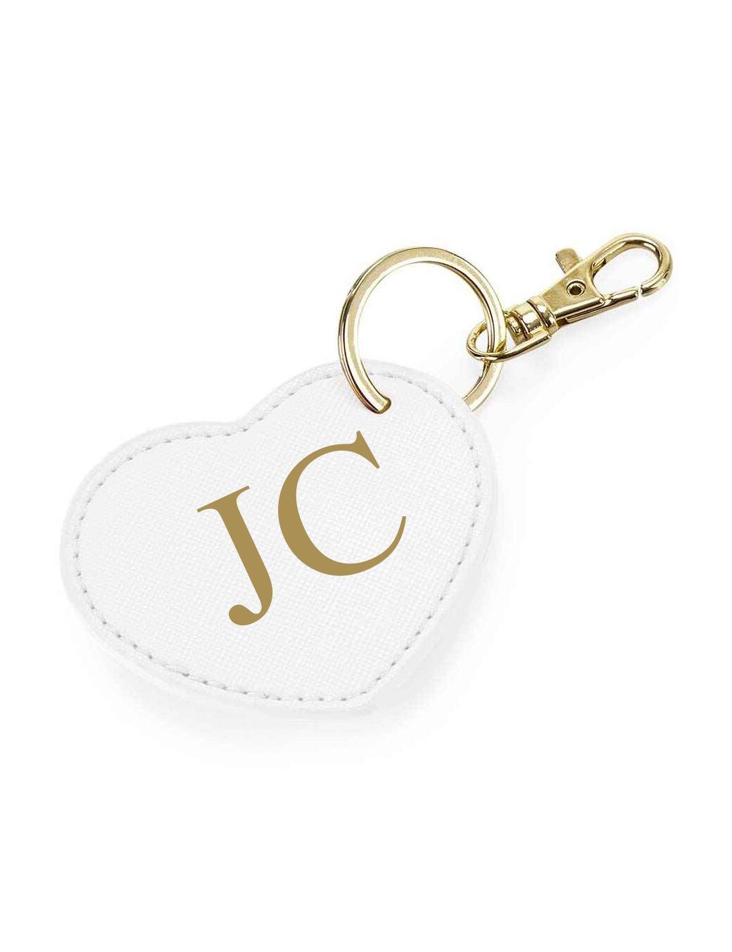 Heart Key Ring with Initials White