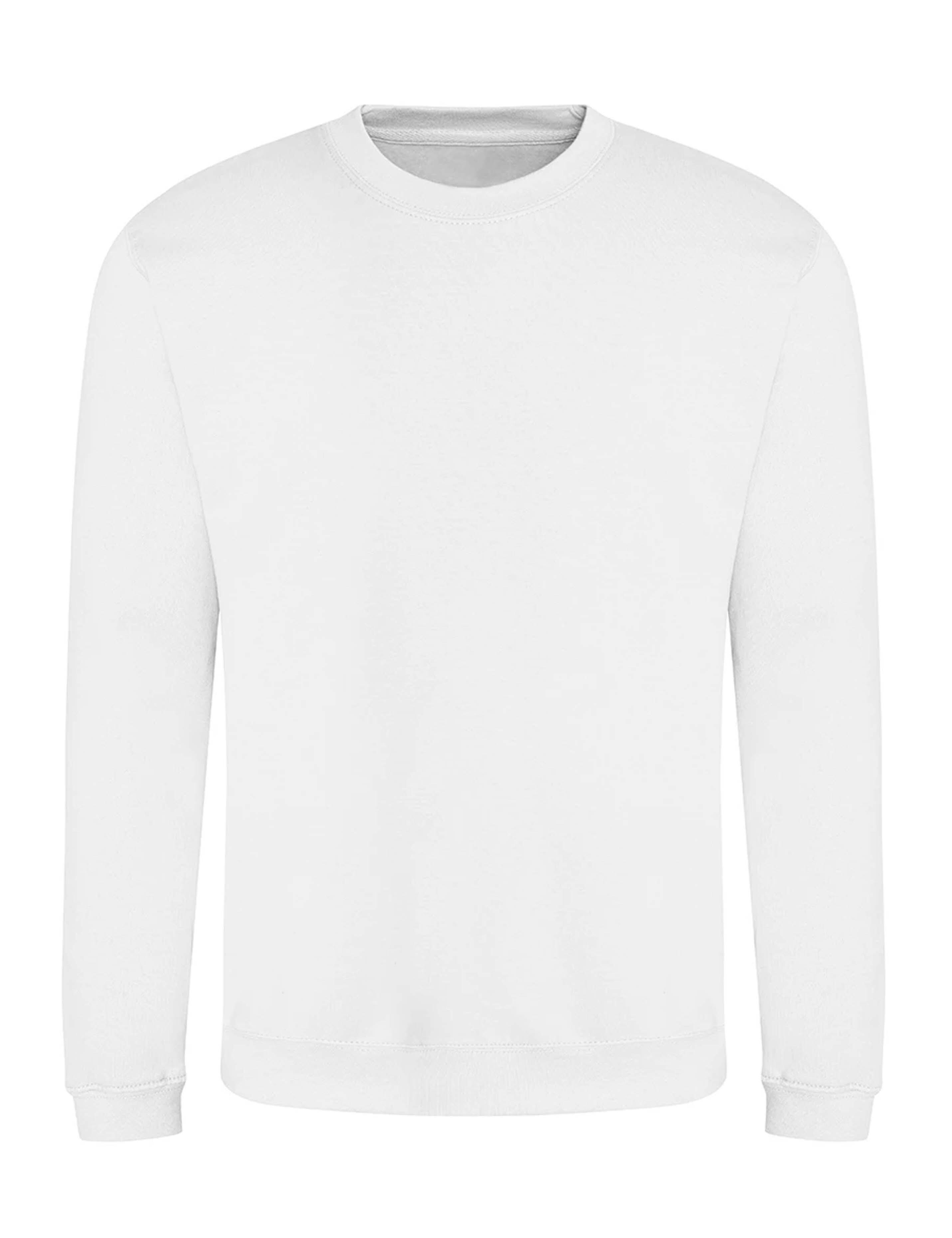 White crewneck jumper with plain, printed or embroidered design
