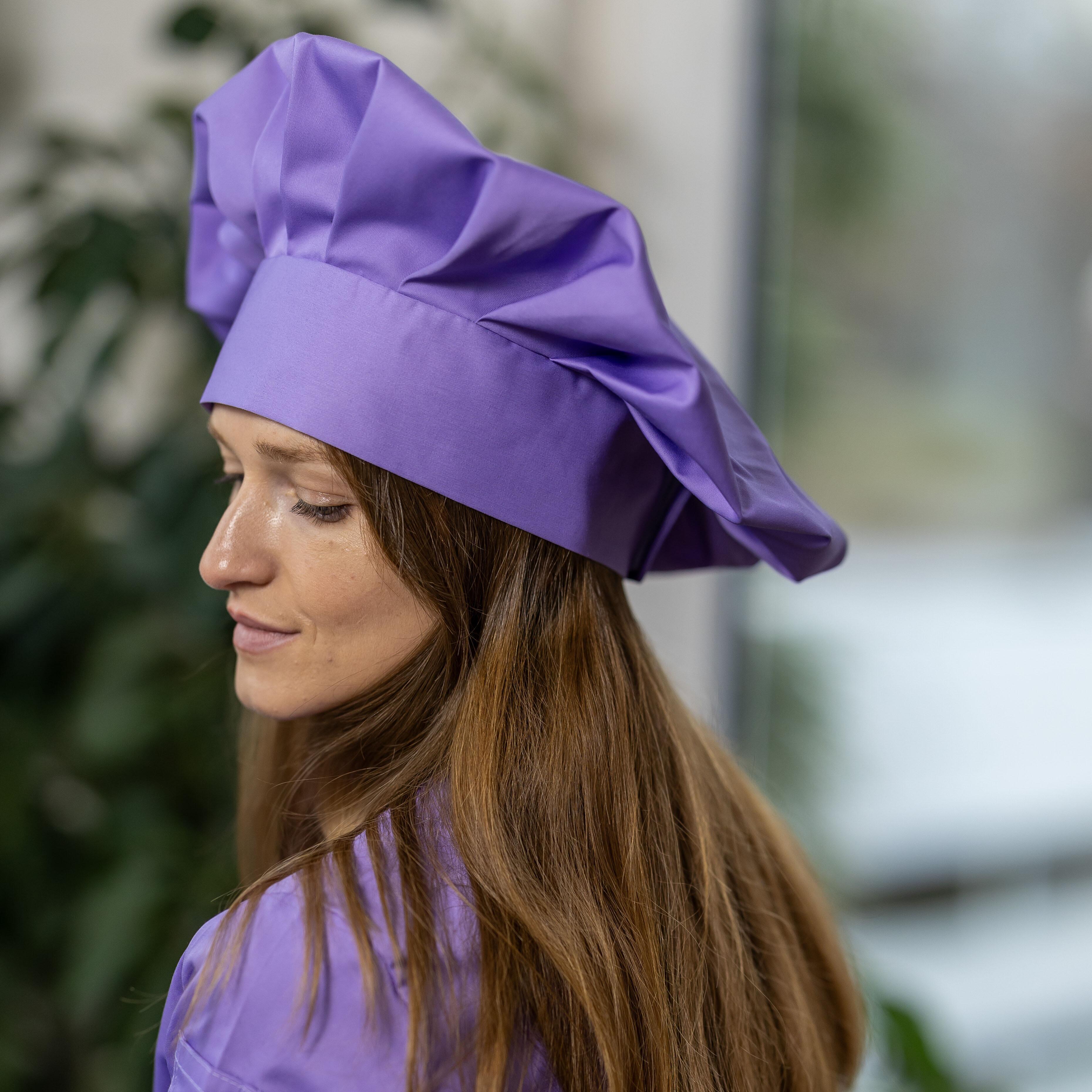 Professional  Lilac chef’s hat suitable for logo embroidery