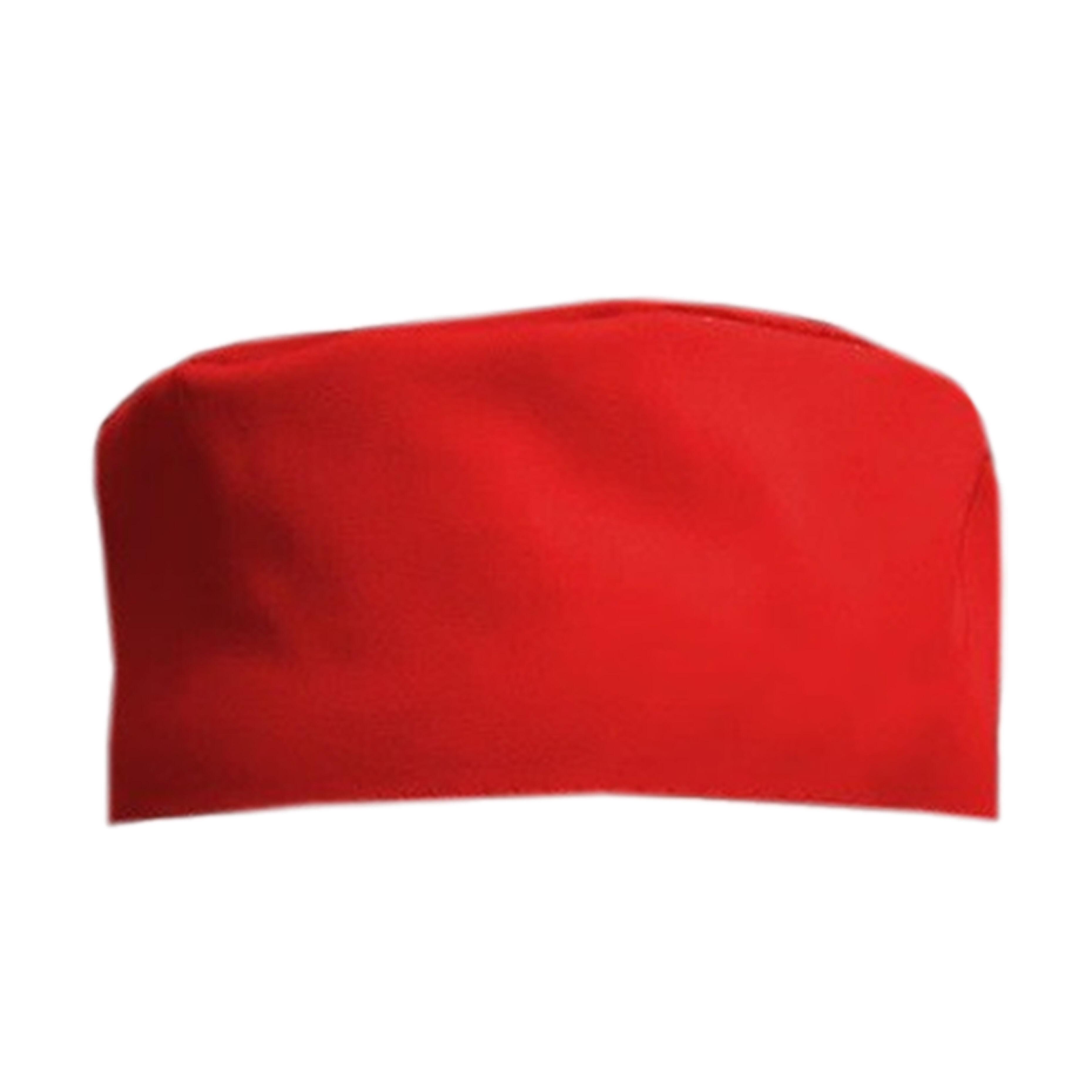 Customizable red chef cap for restaurants and catering teams