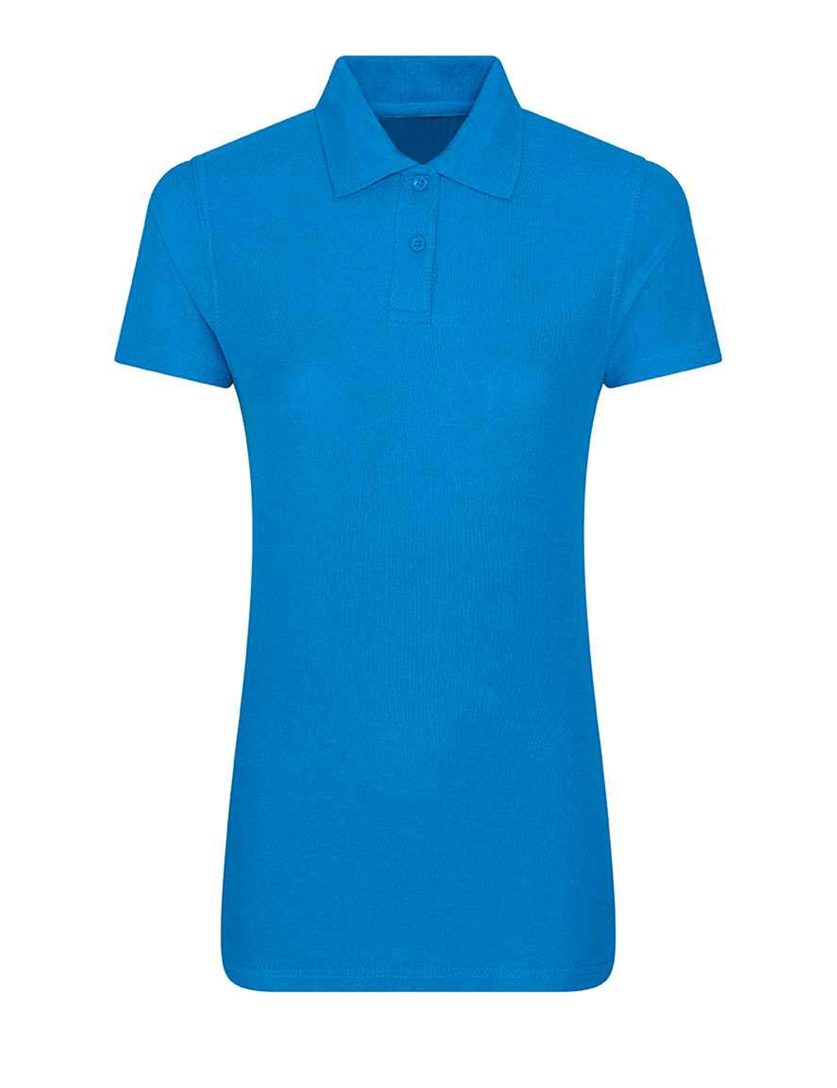 Customisable women's sapphire blue polycotton polo shirt for branding