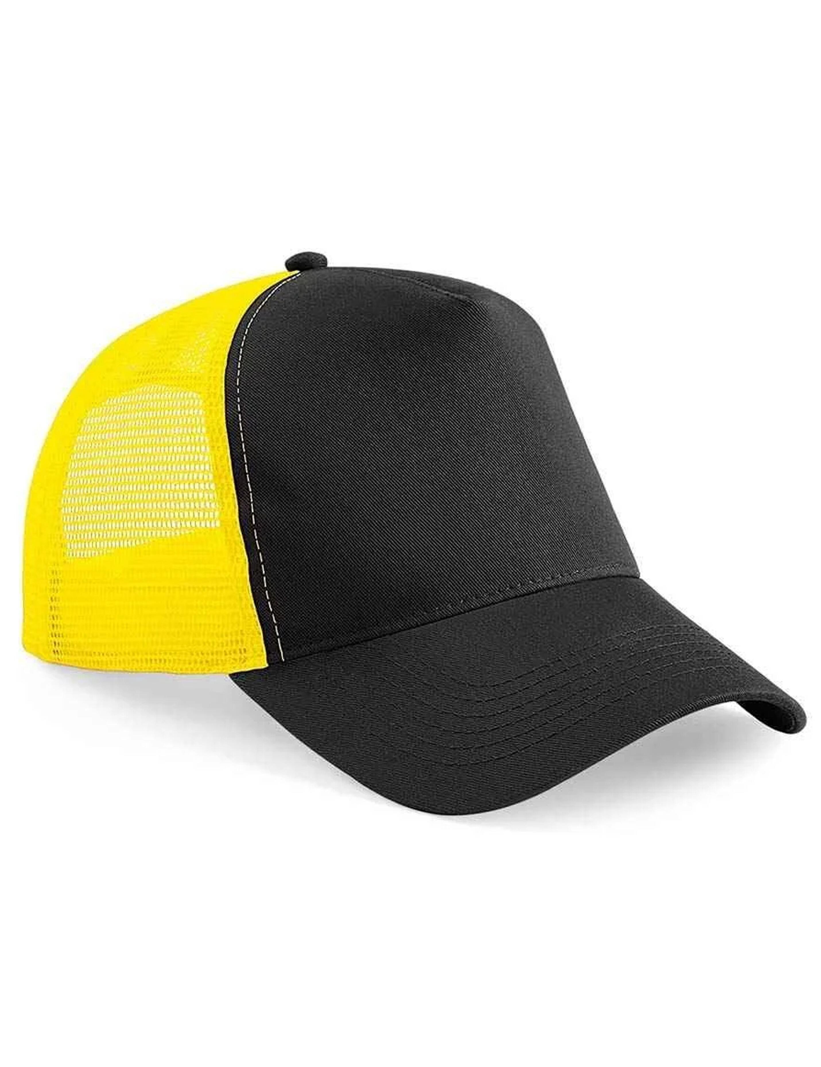 Personalised Embroidered Snapback Trucker Cap Black/Yellow