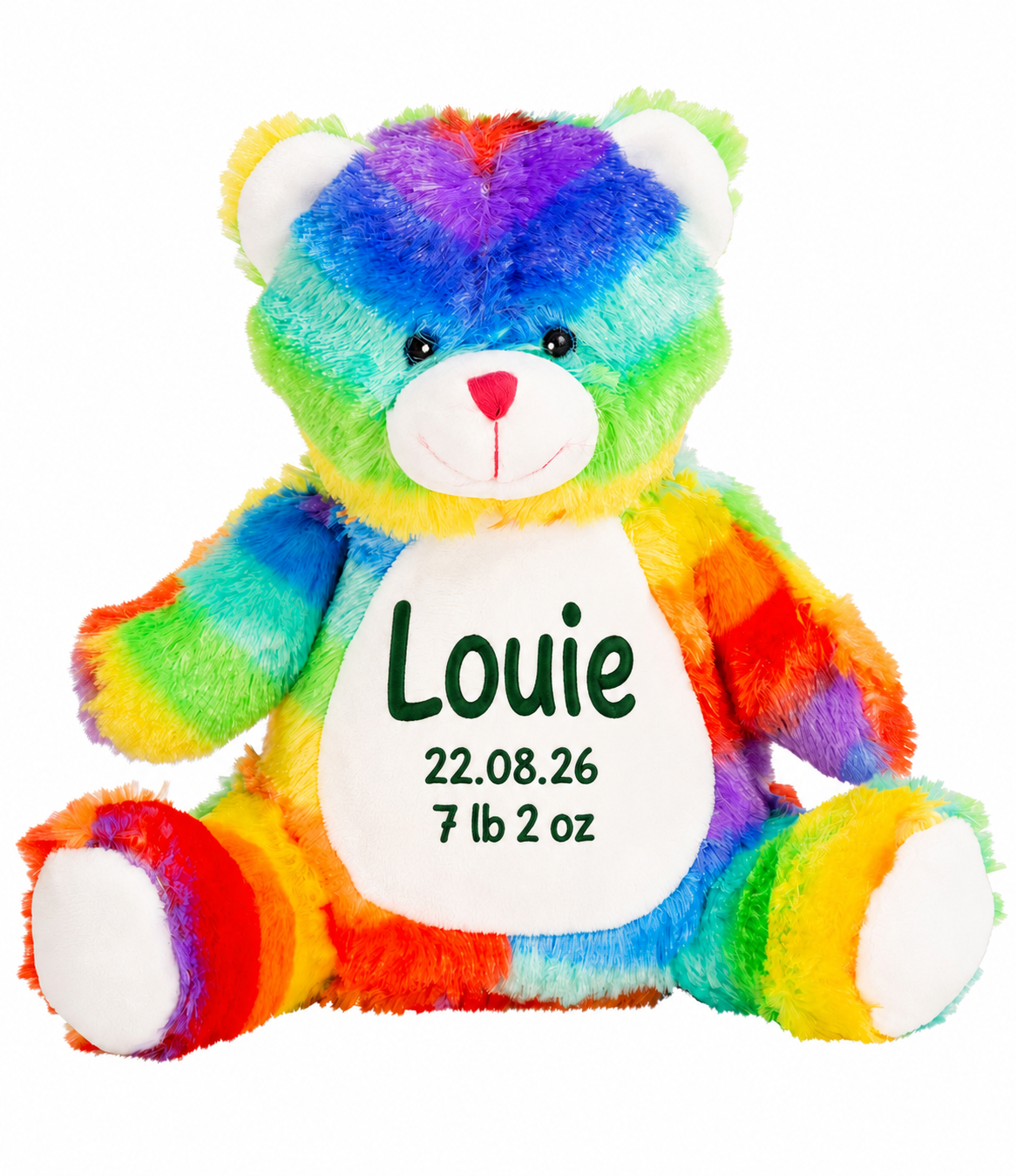 Personalised small Teddy Bear Rainbow with print