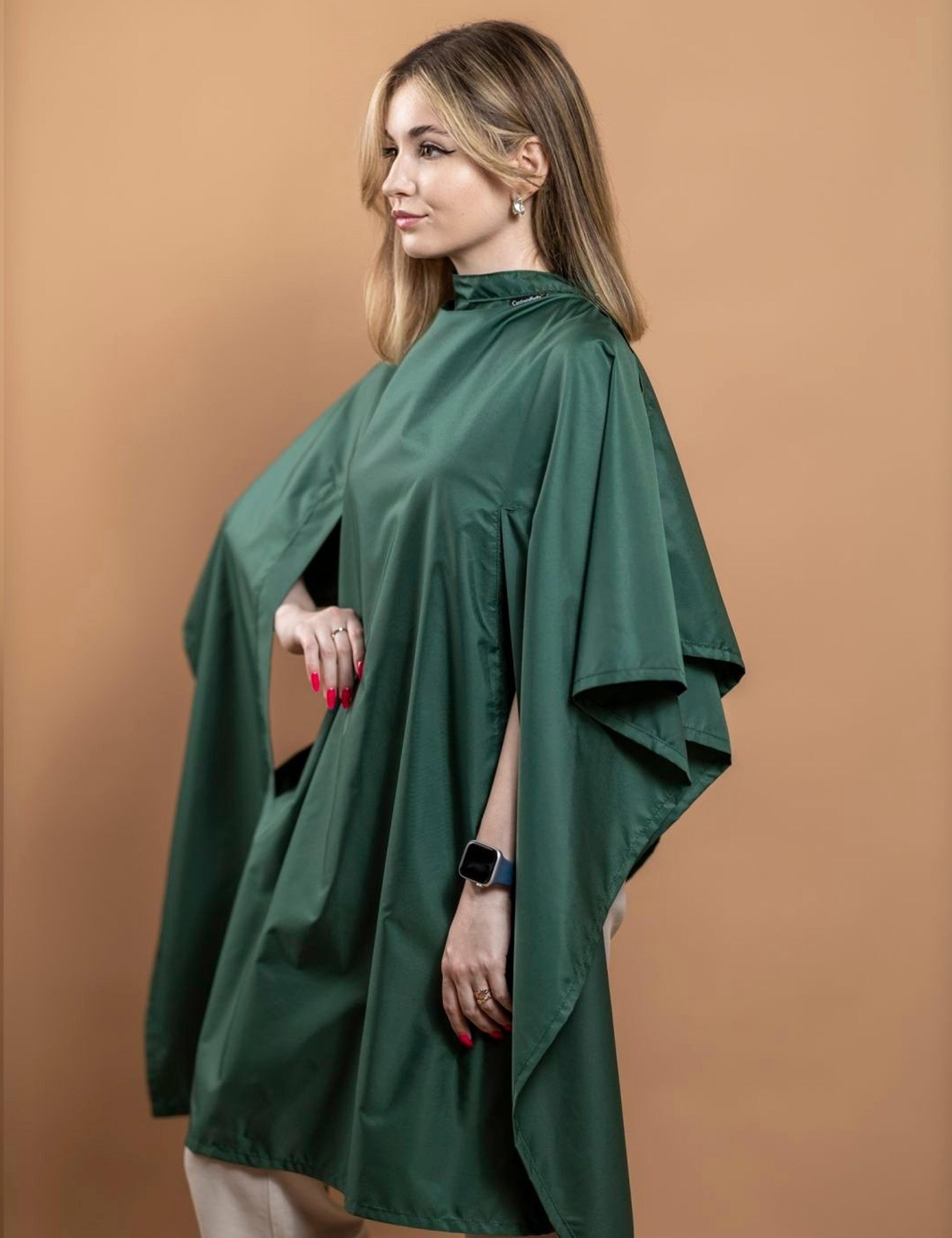 Professional Hair salon gown with hand slits bottle green