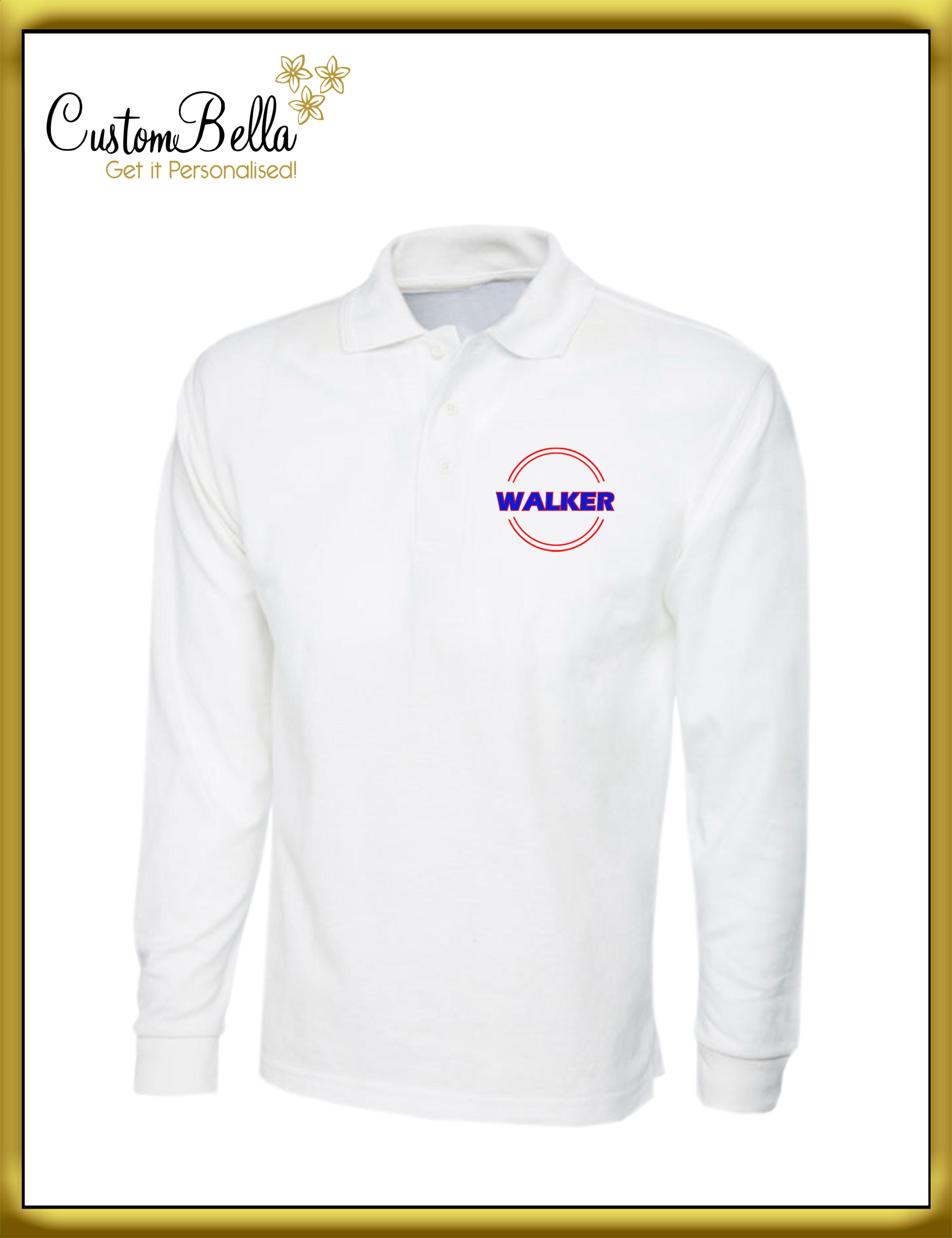 Printed Long sleeve Polo Shirt white