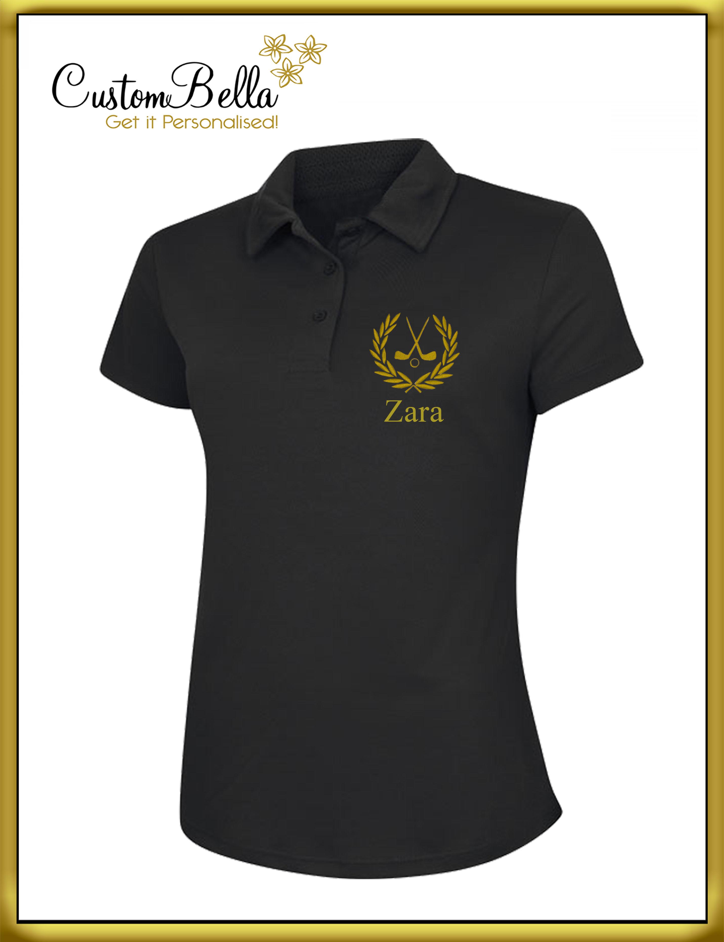 Embroidered Women's Dri Fit Polo Shirt black