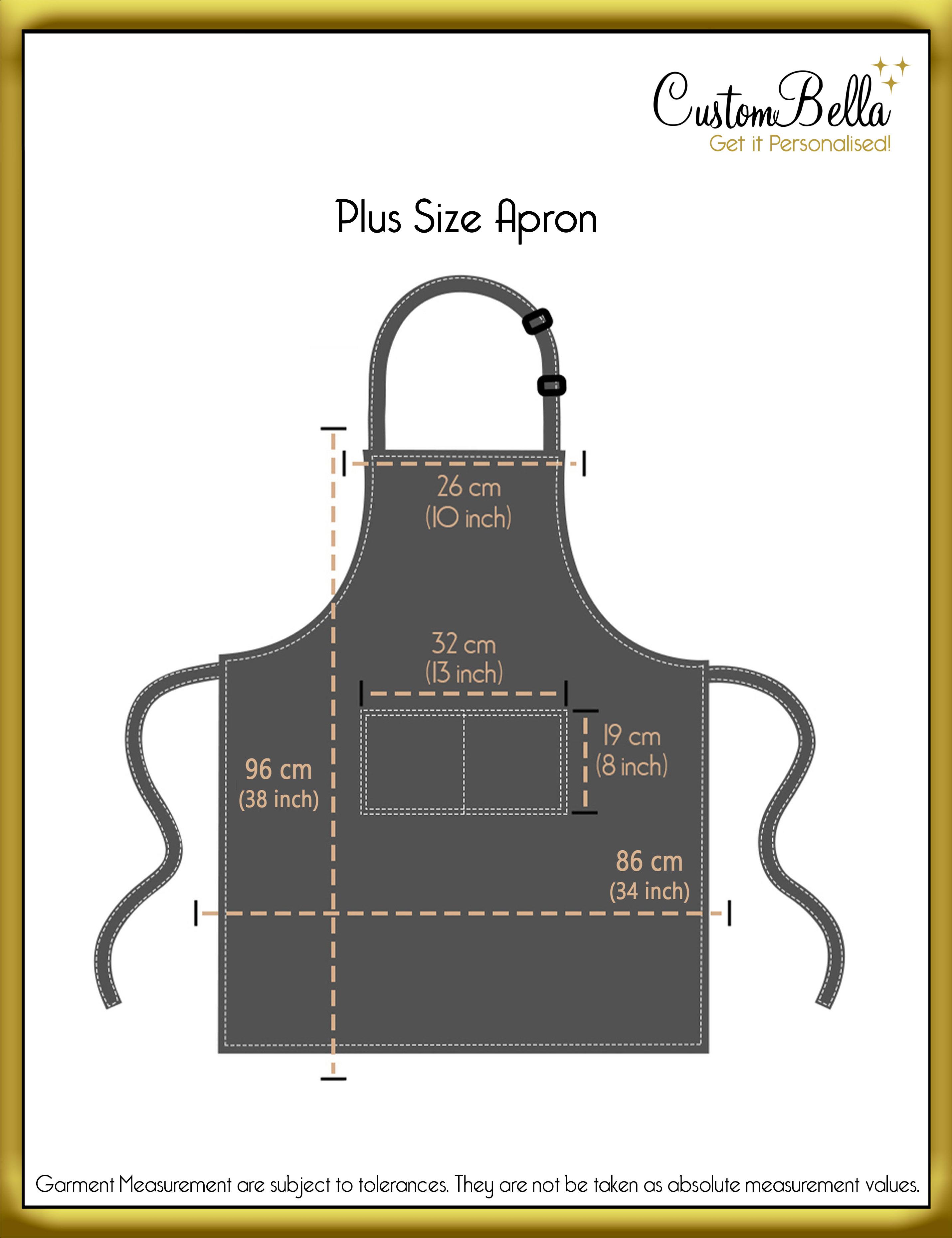 Personalised Plus Size Apron Printed dimensions