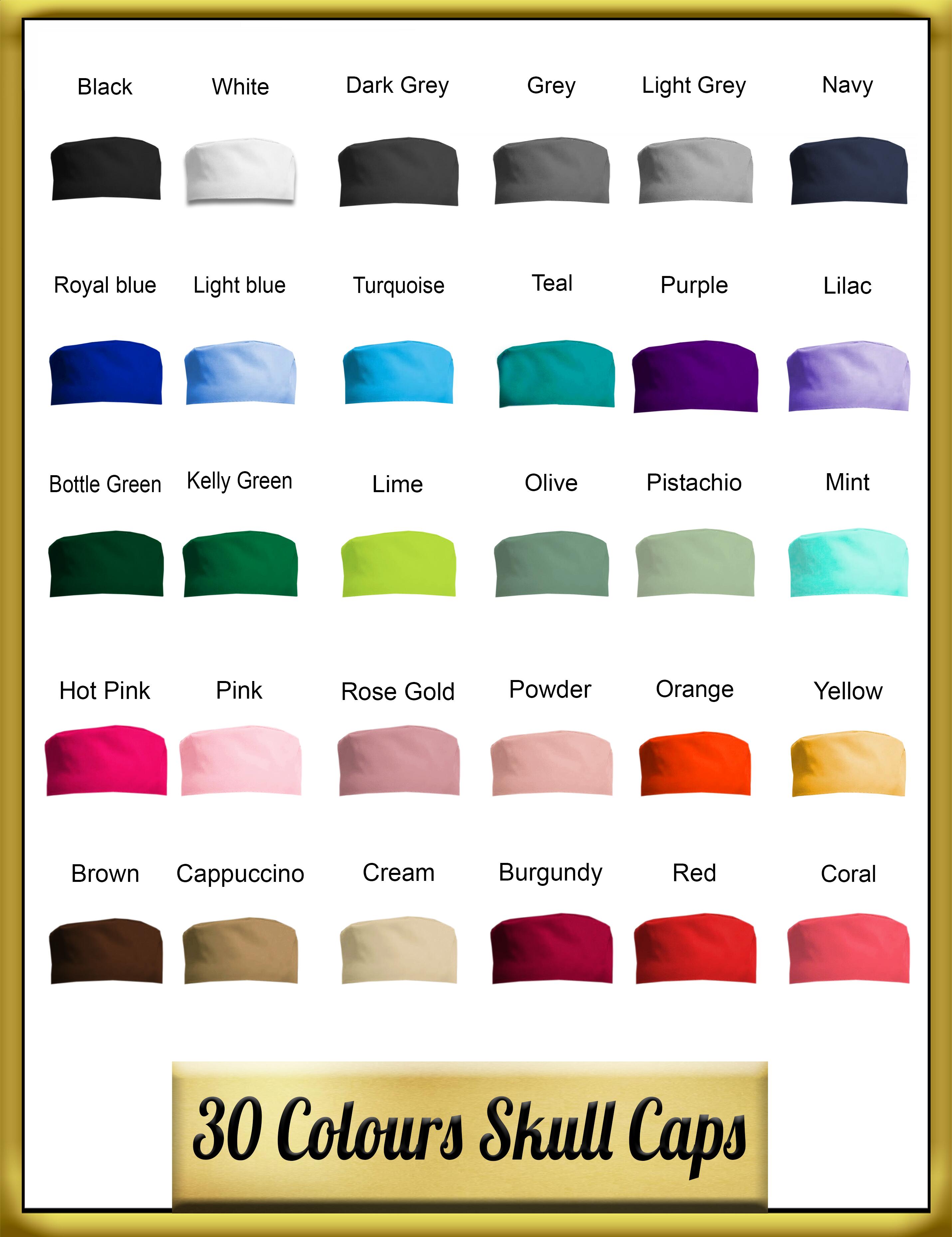 Personalised skull caps in 30 colours