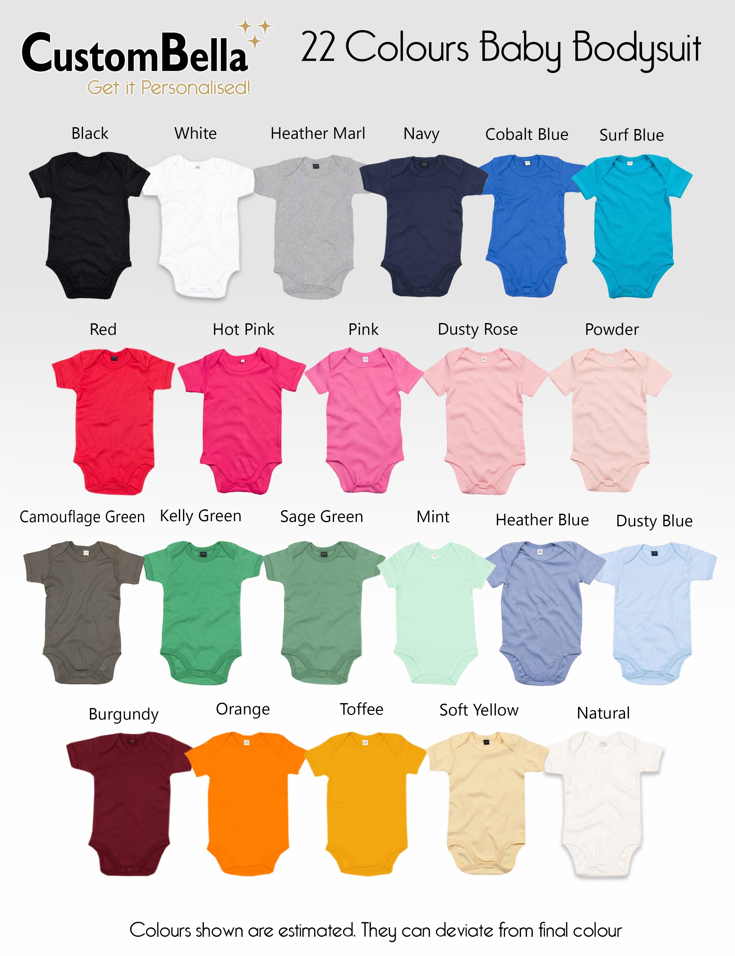 Personalised Gender Short Sleeve Baby Bodysuit in 22 colours