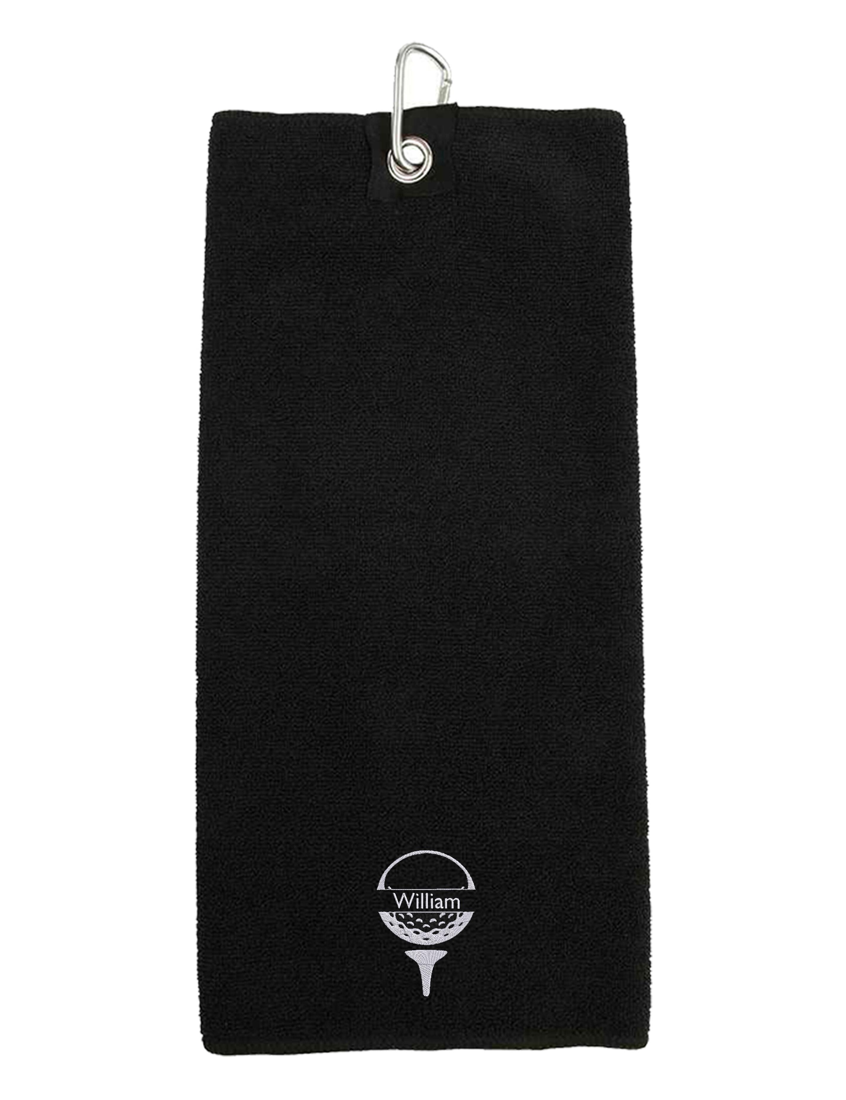 Golf Ball Design Microfibre Golf Towel Black