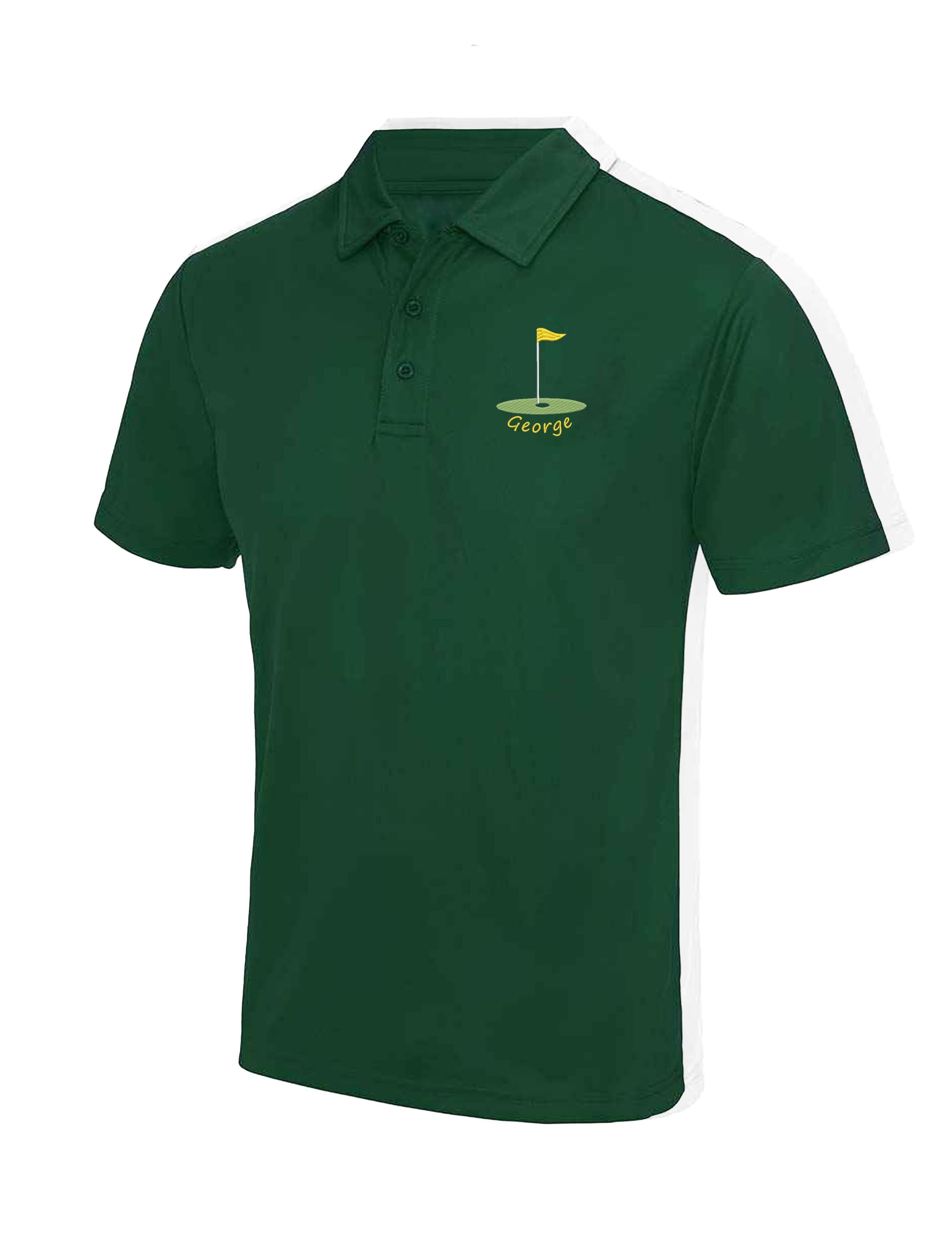 Golf Flag Design Dri-Fit Golf Polo Shirt Bottle Green
