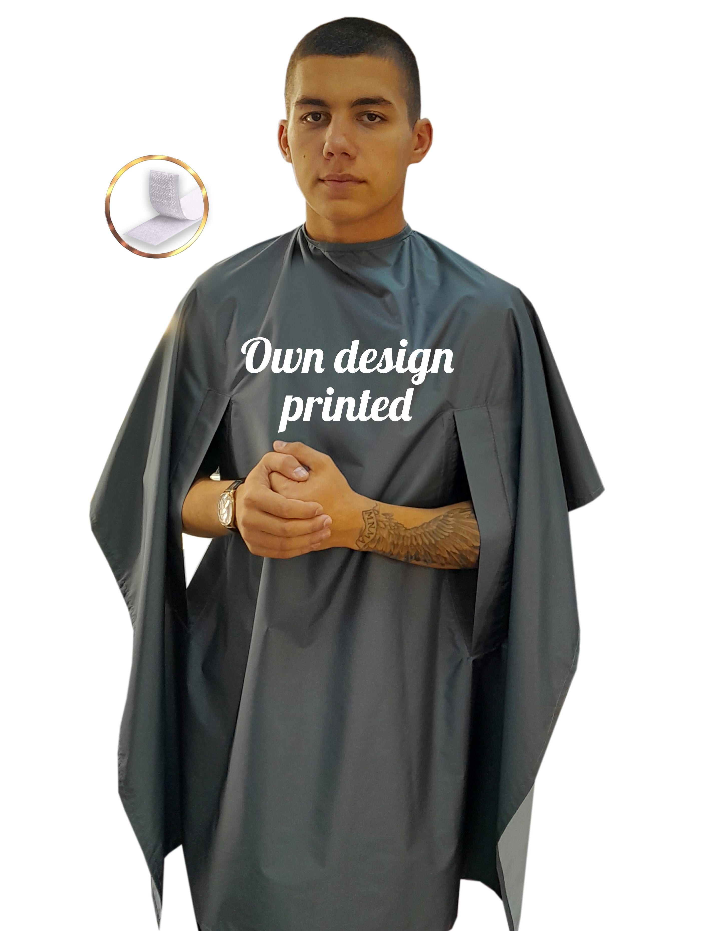 Personalised Hairdressing cape Dark Grey with Hand slits
