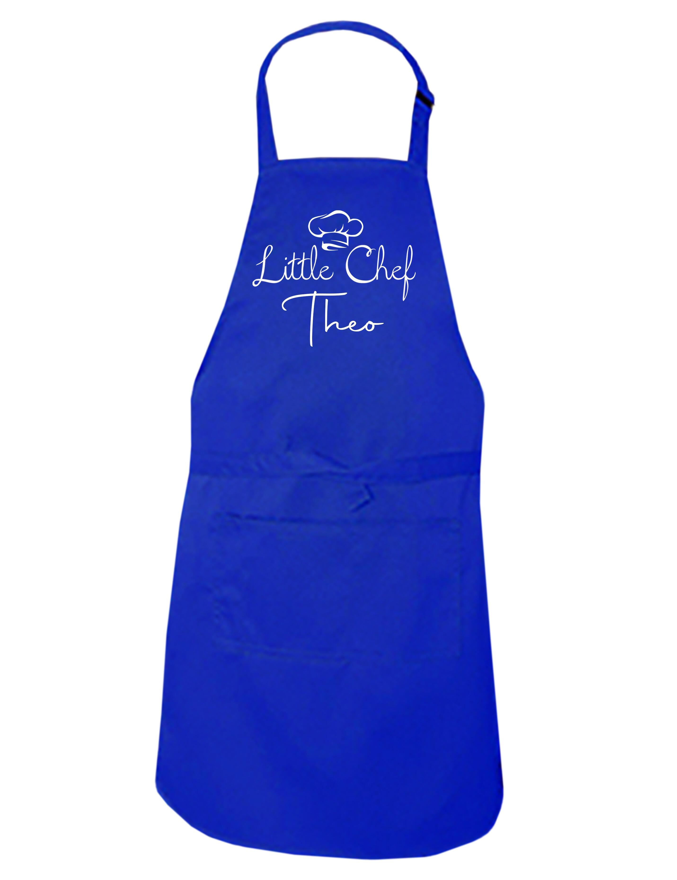 Personalised Little Chef Apron Royal Blue Printed