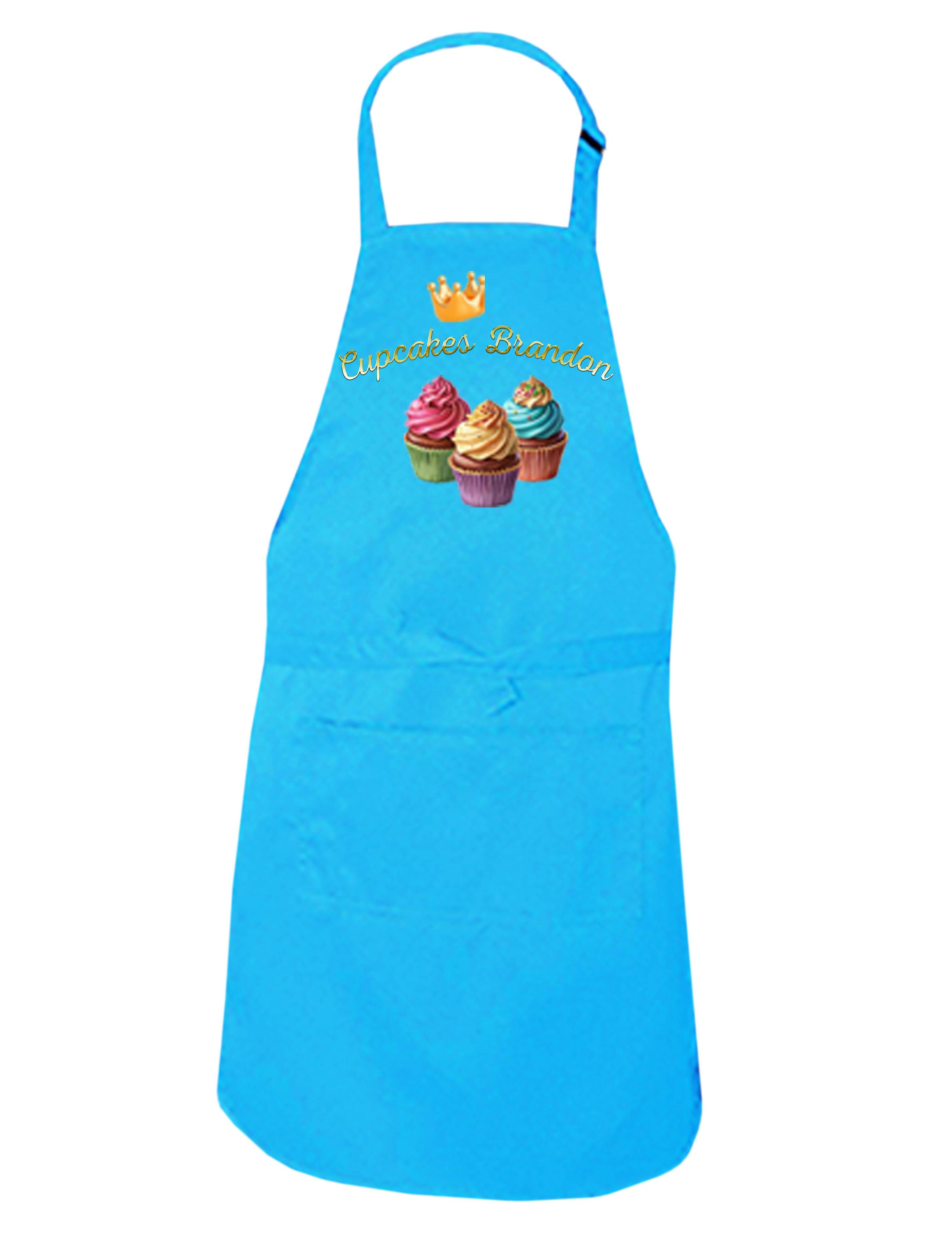 Personalised Cup Cake Kids Apron Turquoise