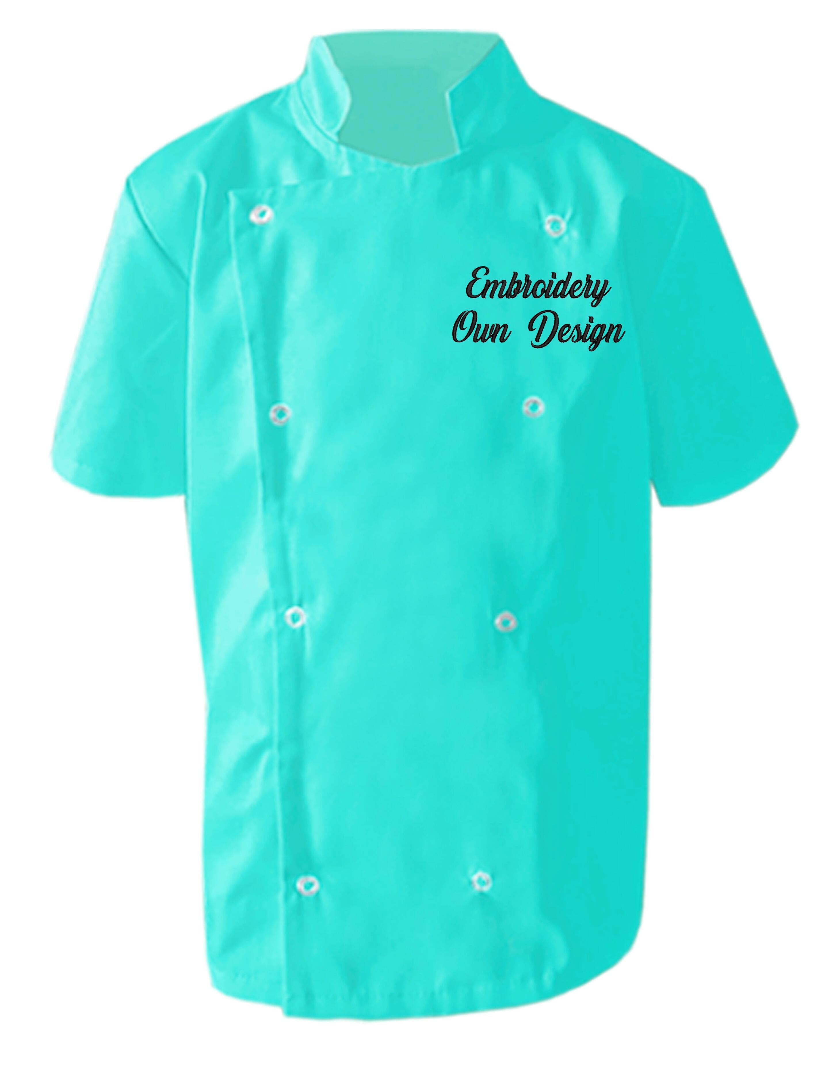 Personalised Kids Chef's Jacket Mint with Embroidery