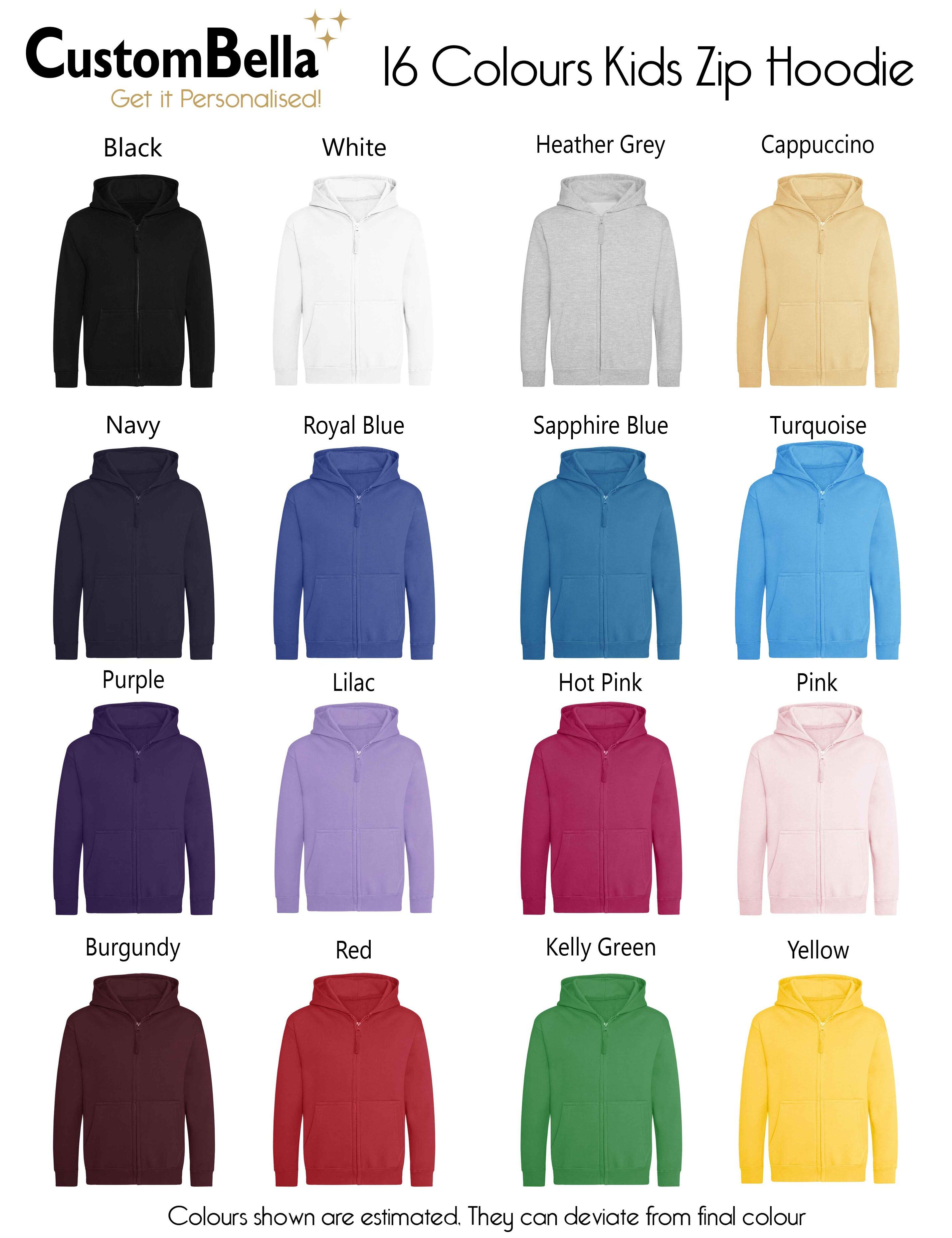 Embroidered Kids Zipped Hoodie Pink with logo or name