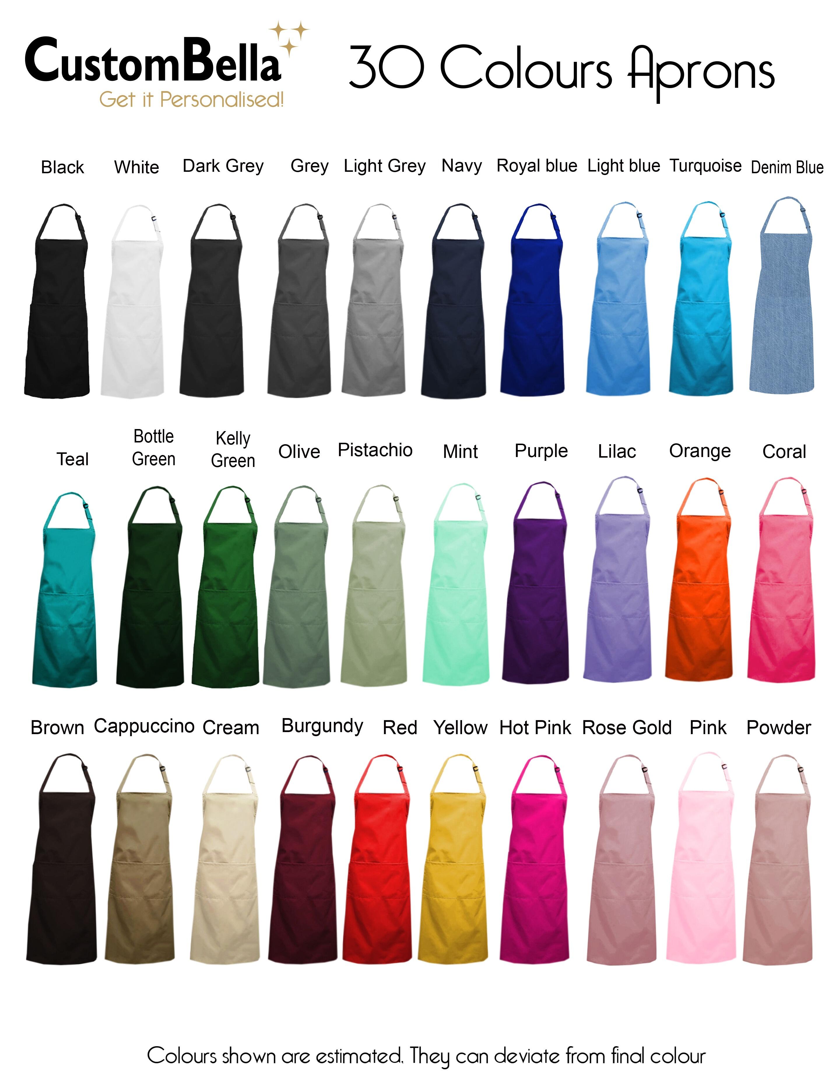 Custom Mid Length Pockets apron hot pink with embroidery