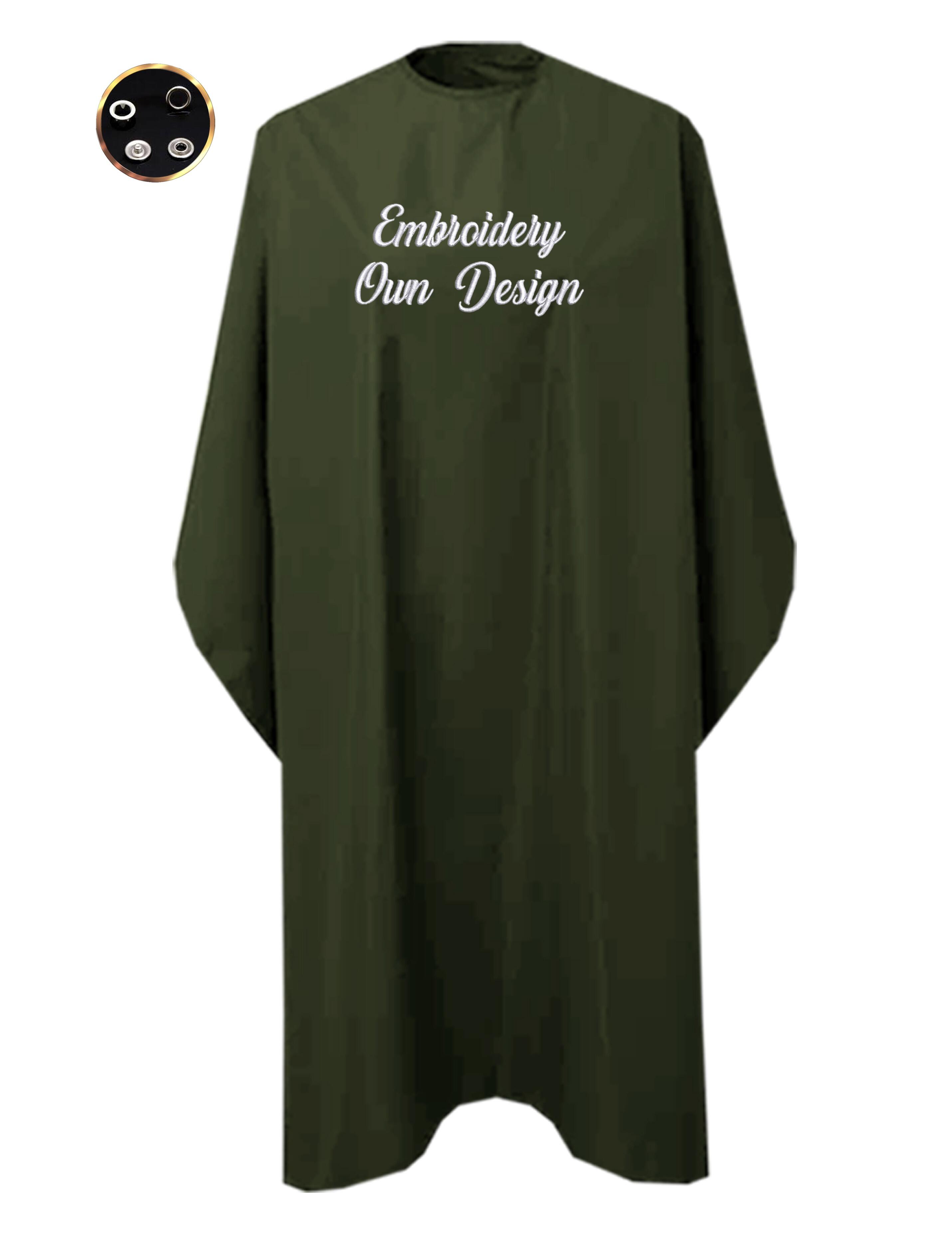 Personalised Hairdressing gown Vintage Green with poppers & embroidery