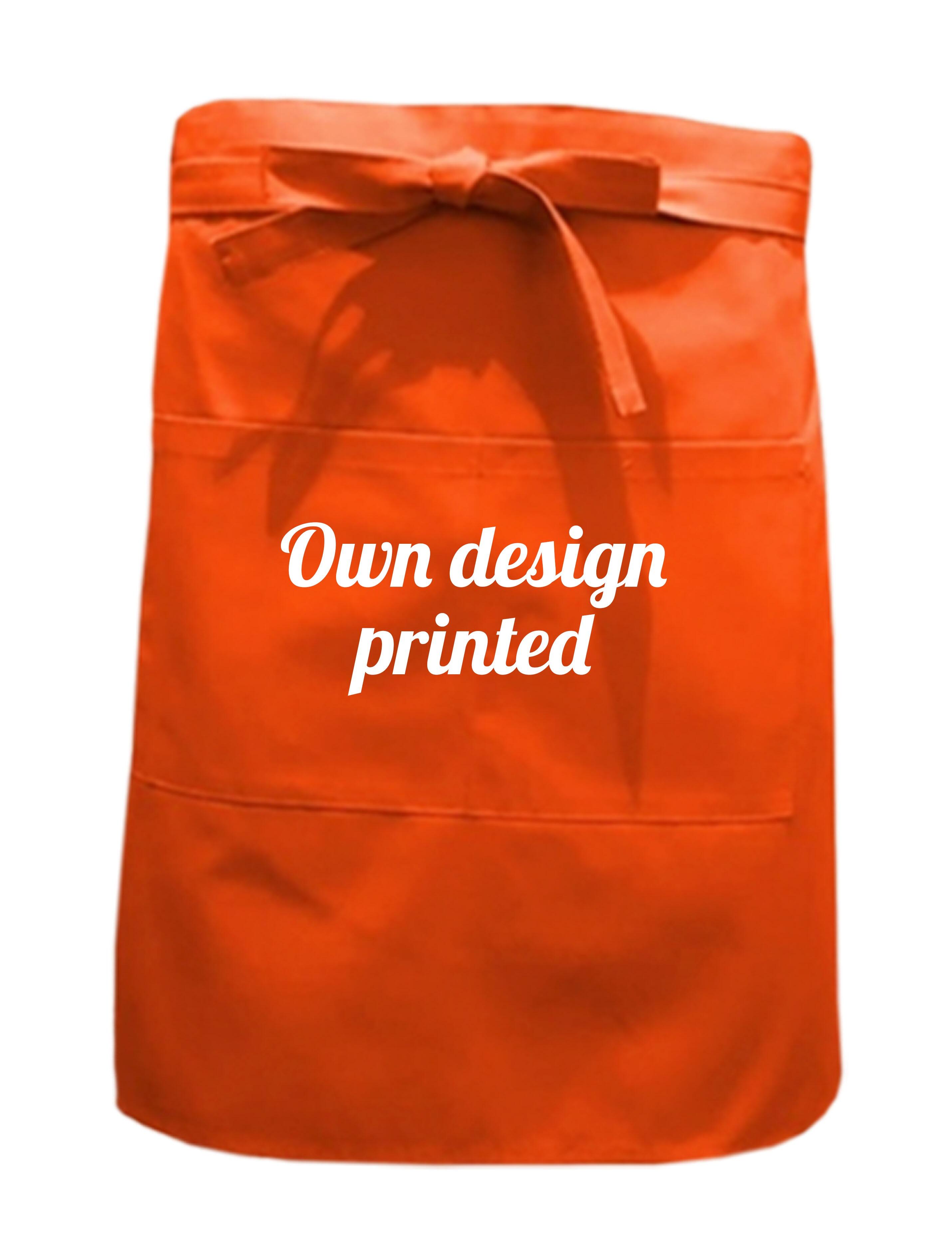 Personalised Waist Apron With Pockets Orange printed