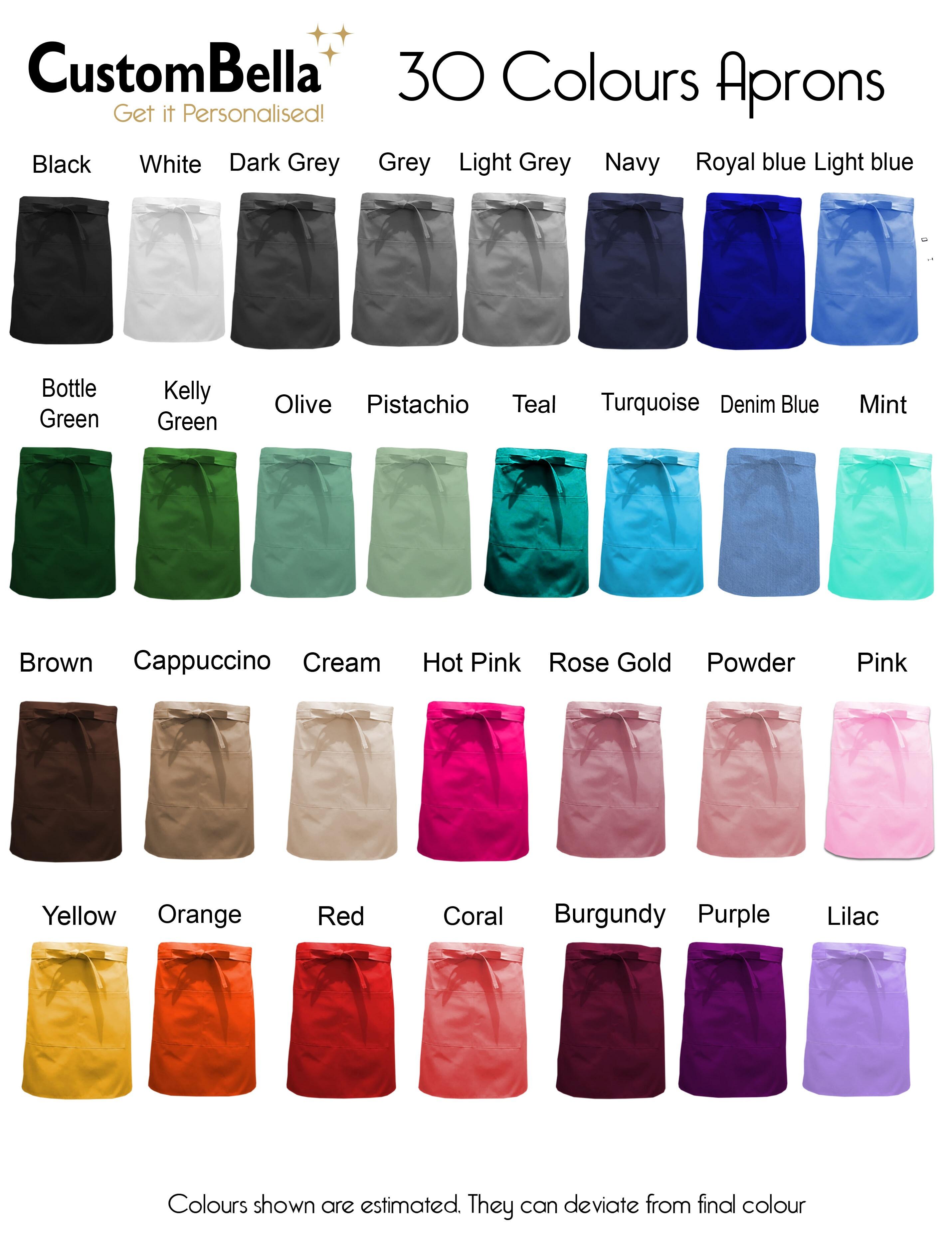Nibano waist apron with pockets black available in 30 colours embroidered