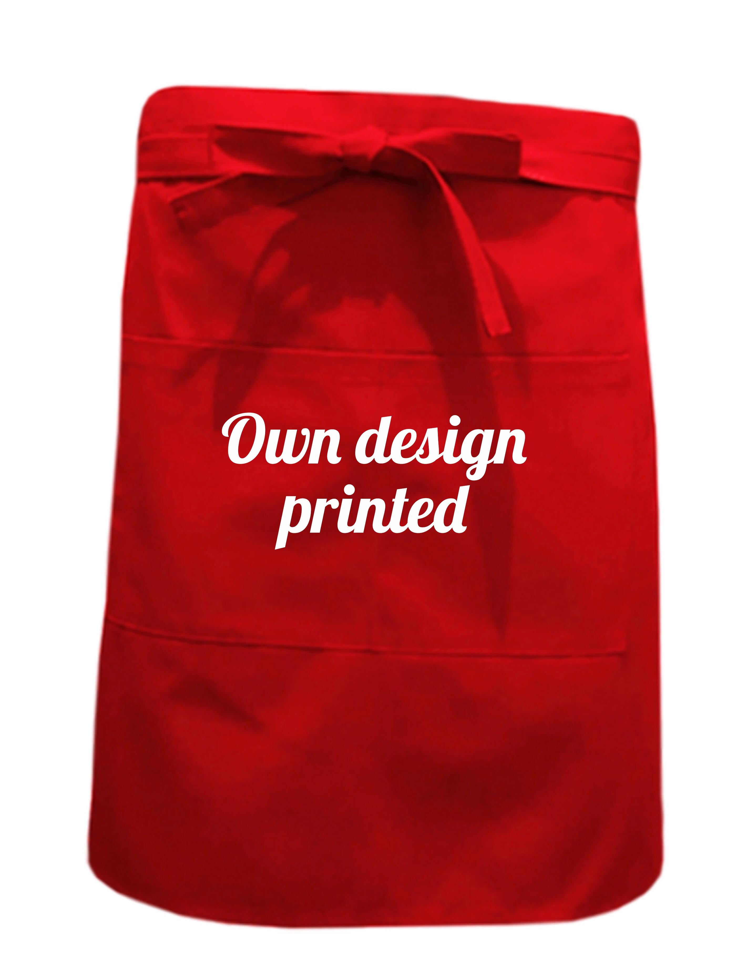 Personalised Waist Apron With Pockets Red printed