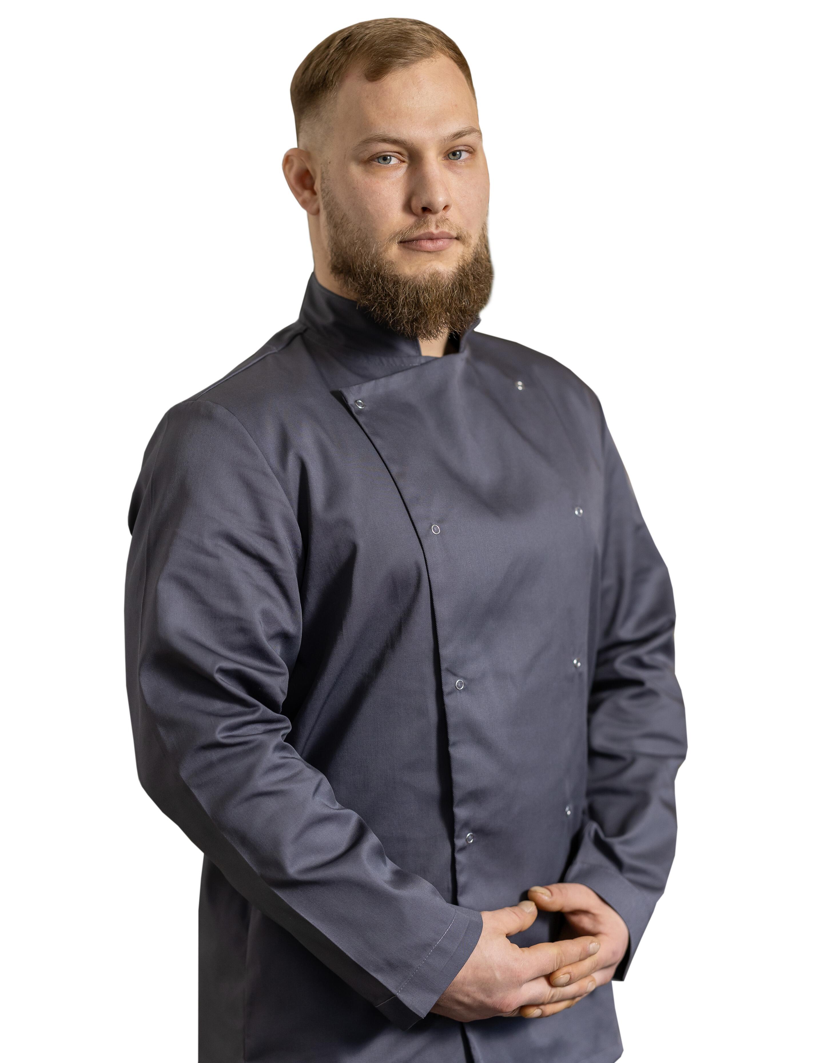 Printed dark grey chef jacket long sleeve