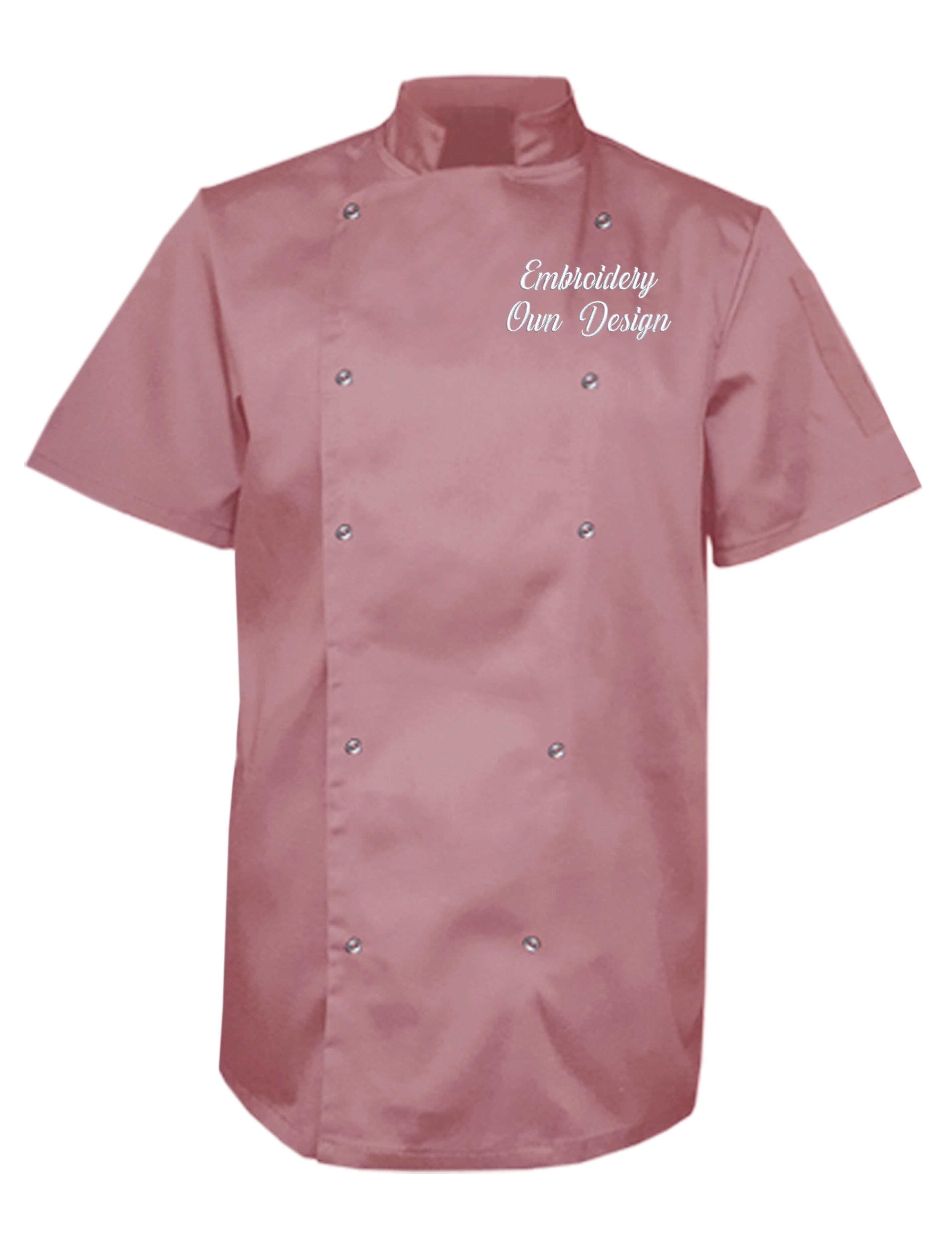 Personalised Embroidered Plus Size Short Sleeve Chef's Jacket rose gold