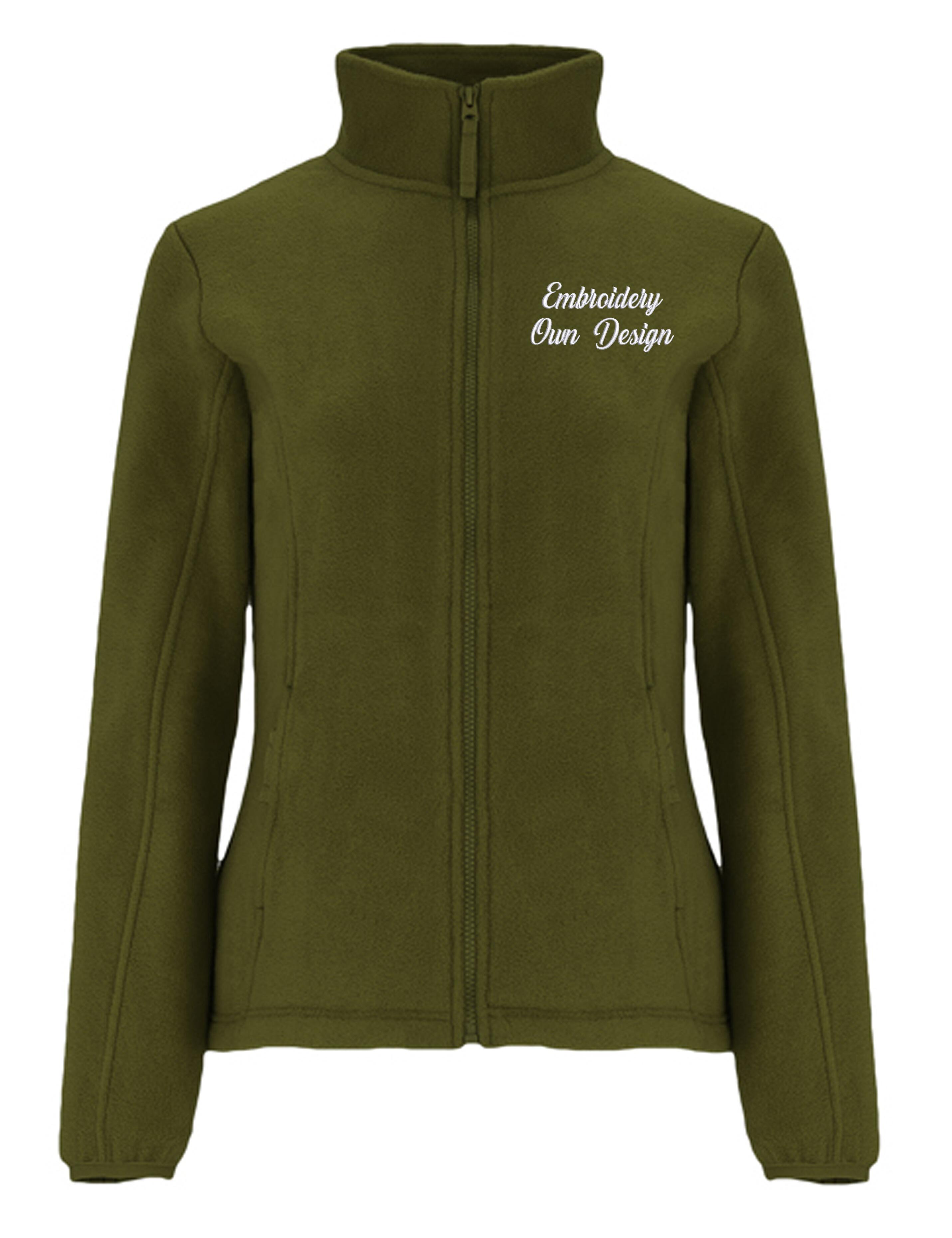 Personalised Women's Fleece Jacket with embroidery olive