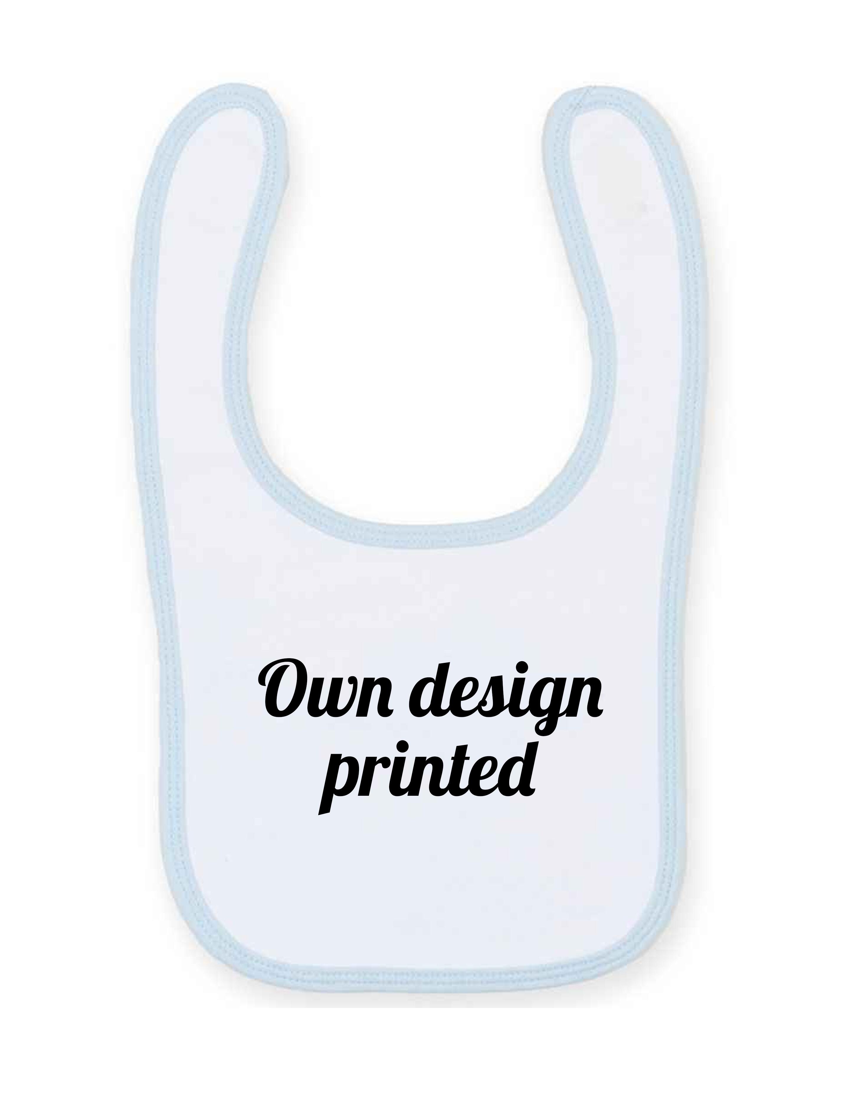 Personalised Babies Bib White/Light Blue with Print