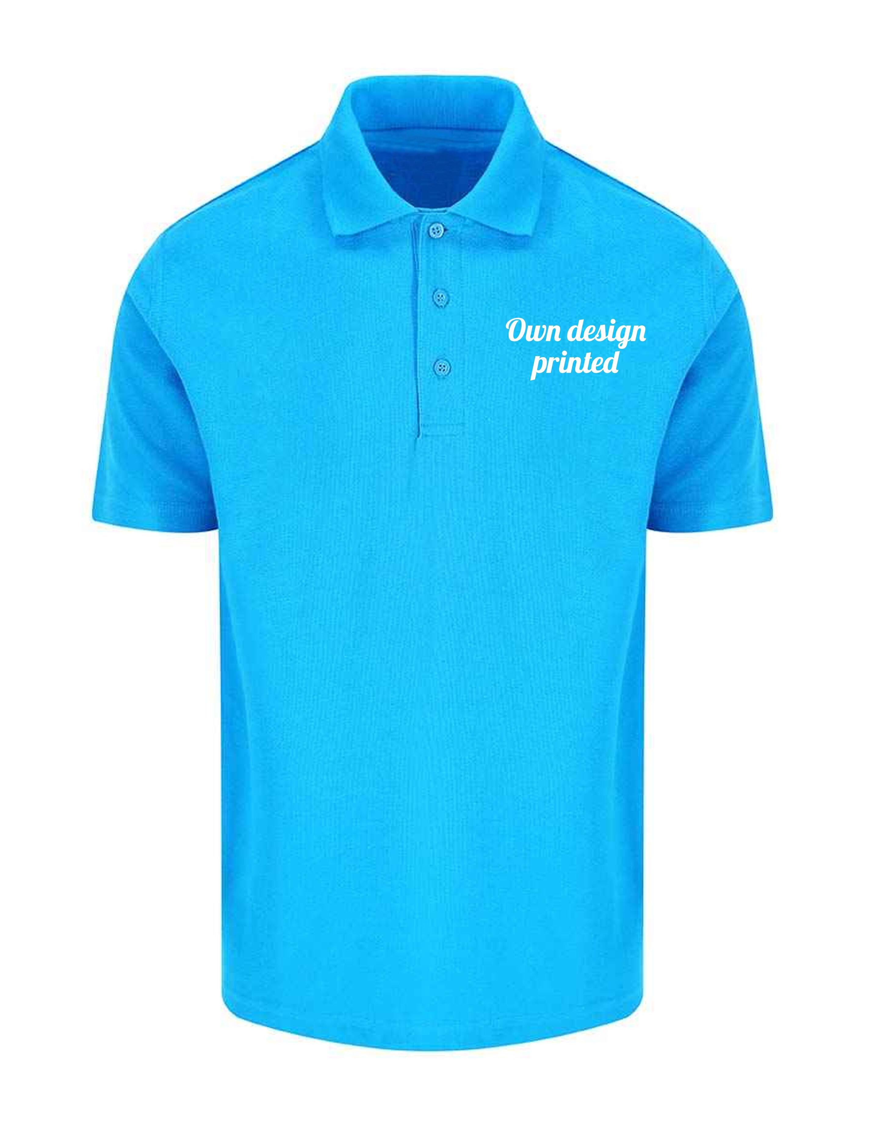 Personalised Short Sleeve Polo Shirt with print Turquoise