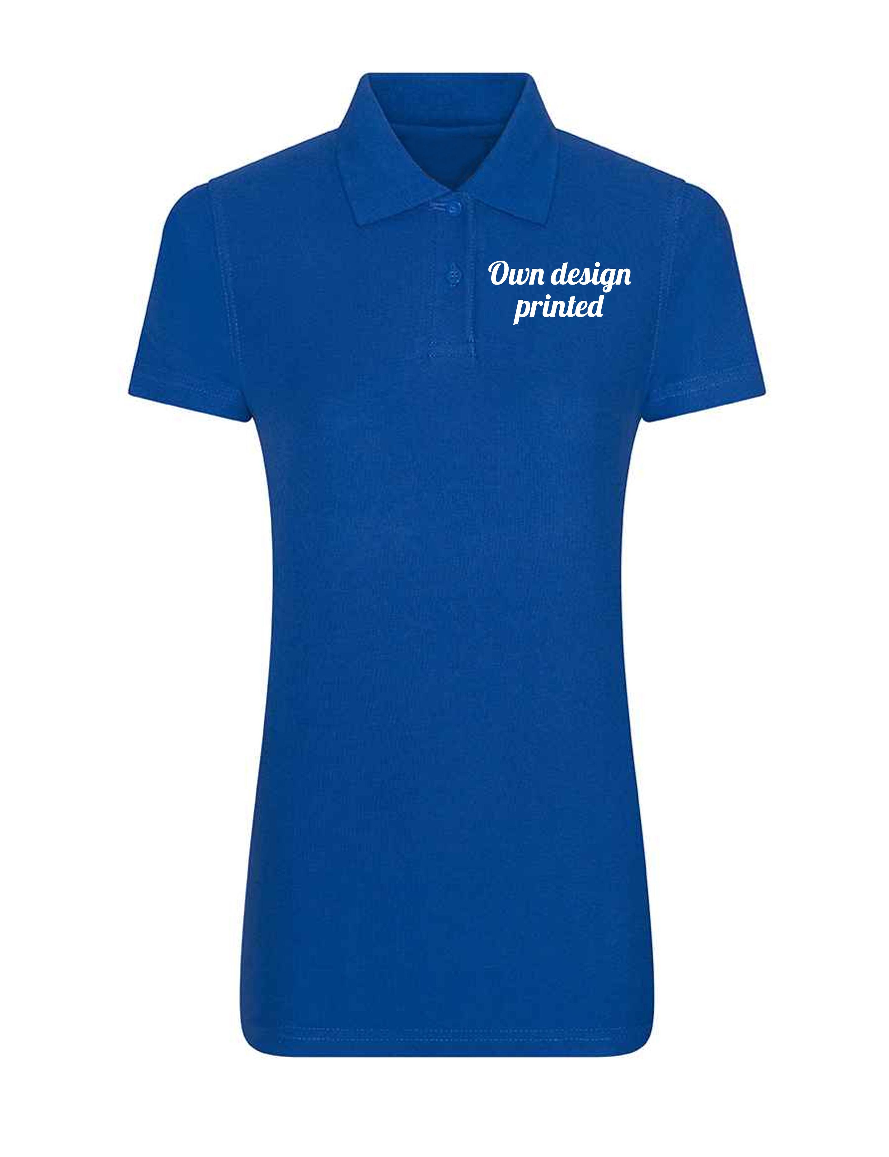 Personalised Women's Short Sleeve Polo Shirt with print royal blue