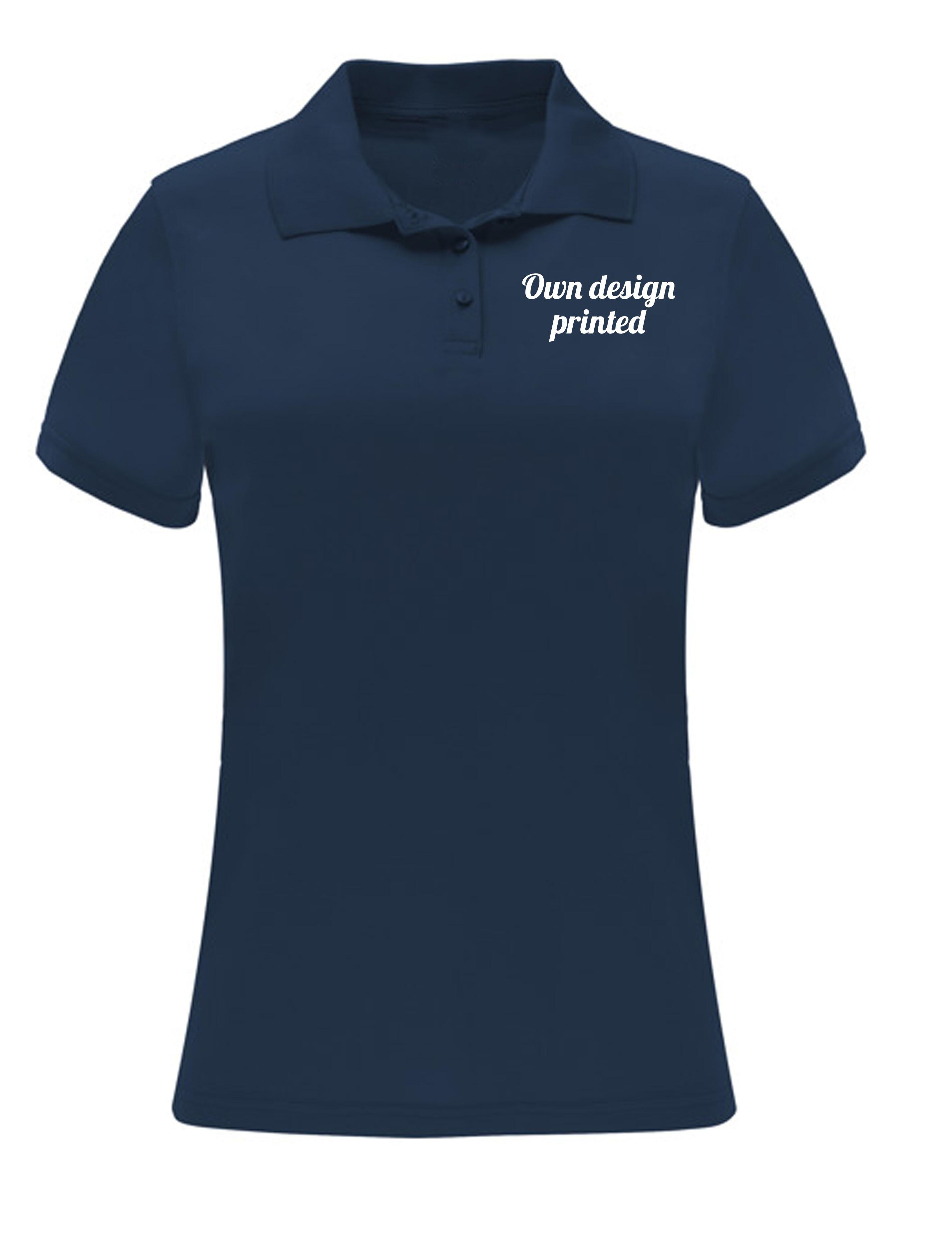 PERSONALISED DRI-FIT WOMENS POLO SHIRT WITH PRINT NAVY