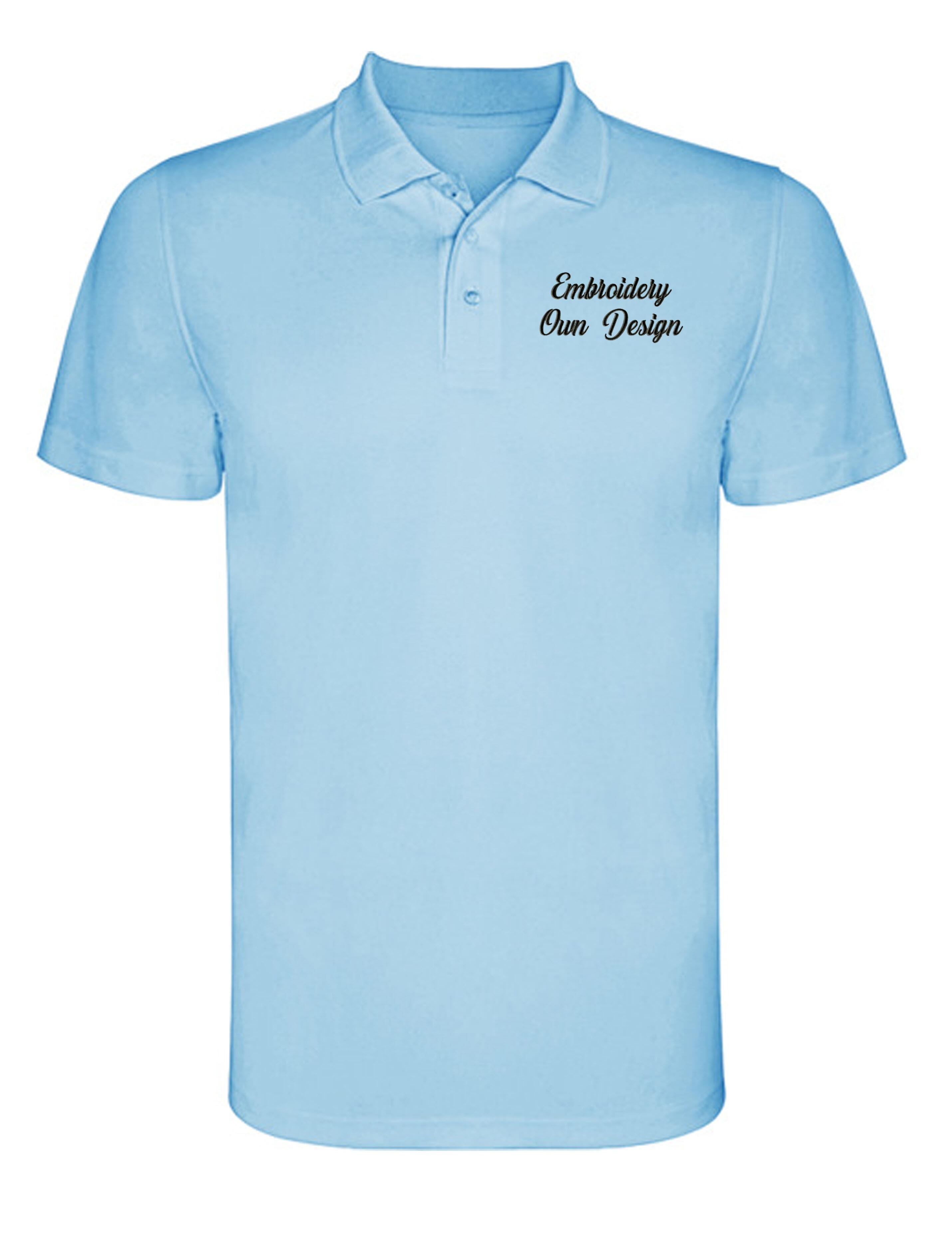 Personalised Dri-Fit Short Sleeve Polo Shirt with Embroidery light blue