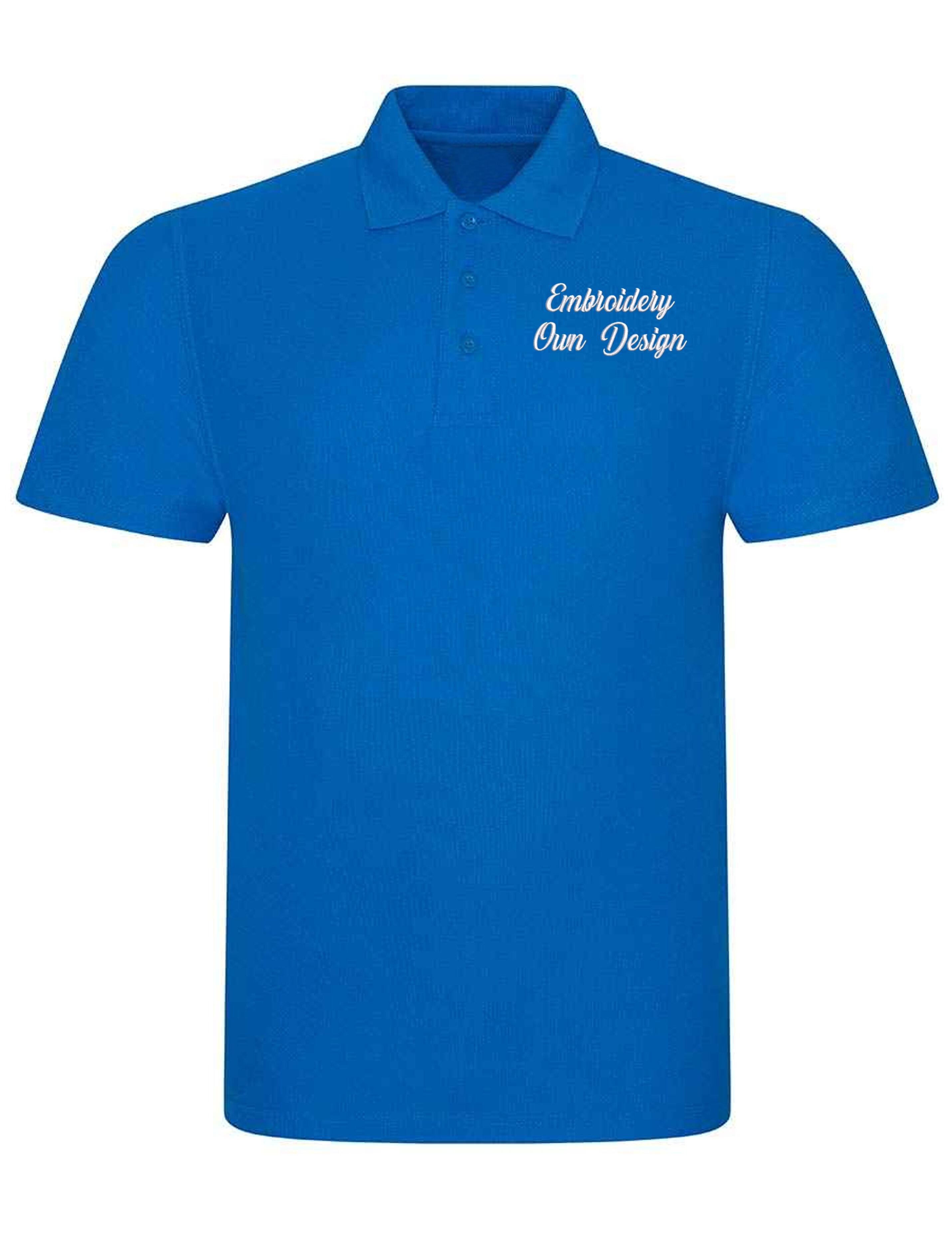 Personalised Plus Size Polo Shirt with embroidery sapphire blue