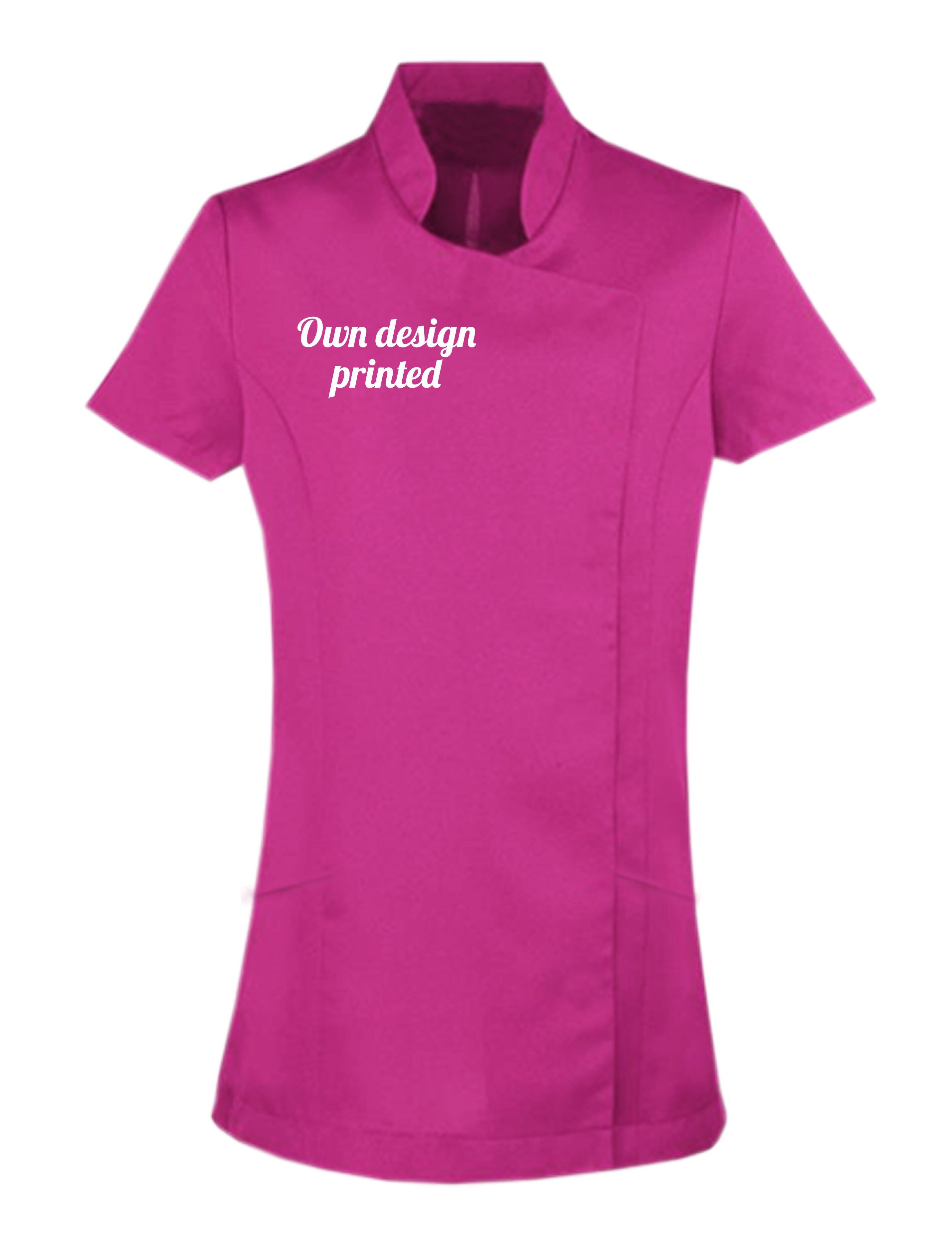 Personalised Women's Short Sleeve Beauty Tunic with print Hot Pink