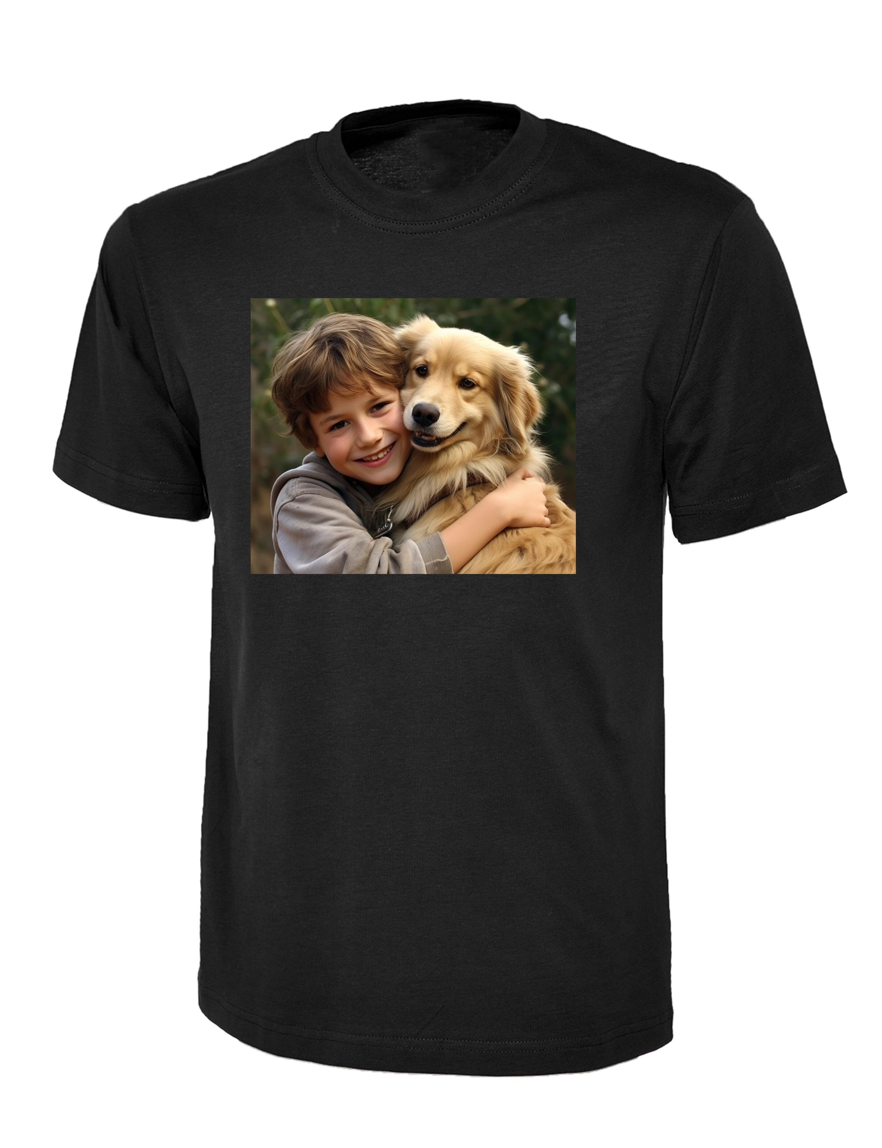 Custom Photo Printed Heavyweight Kids T-Shirt Black