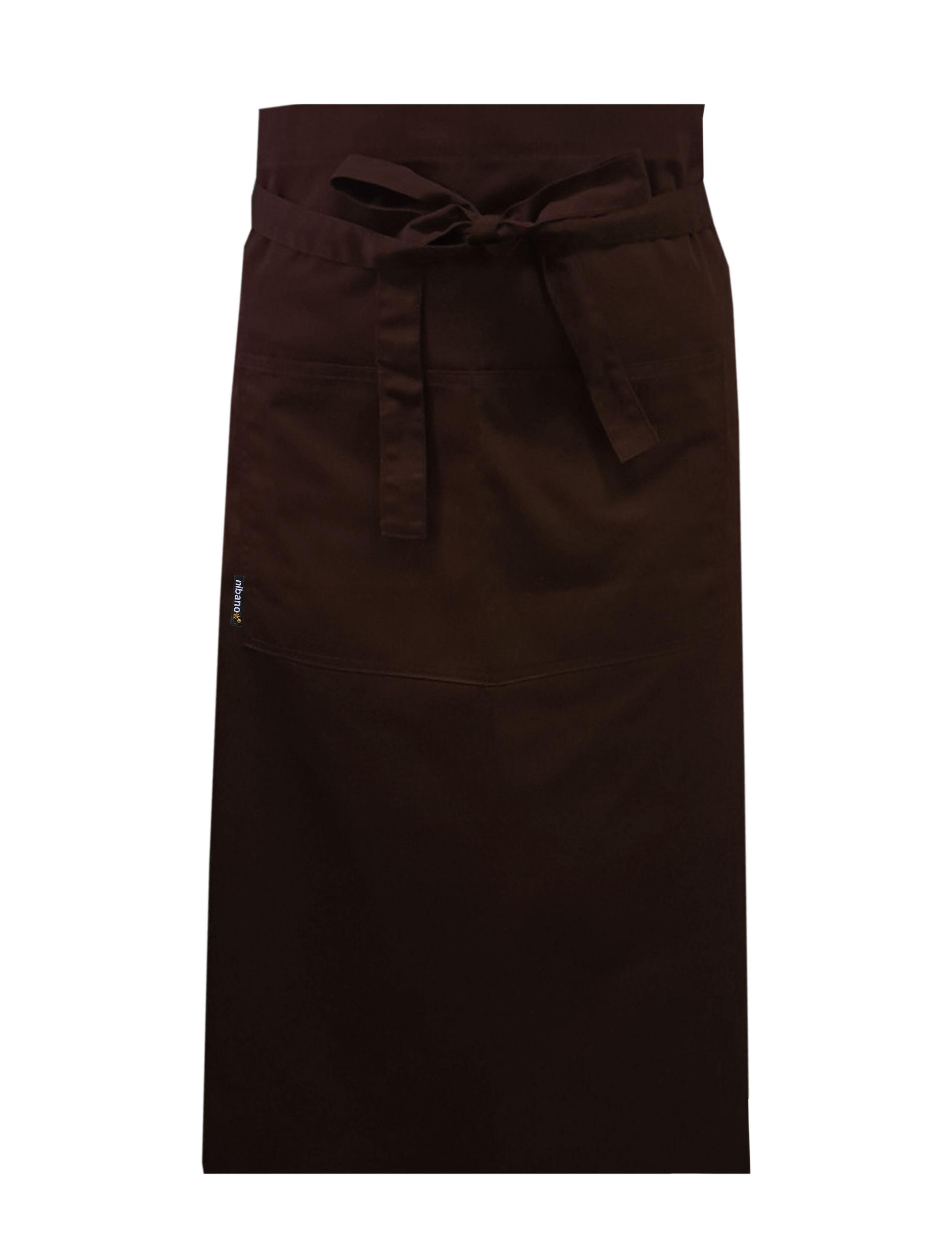 Nibano Long Waist Apron with pockets Brown