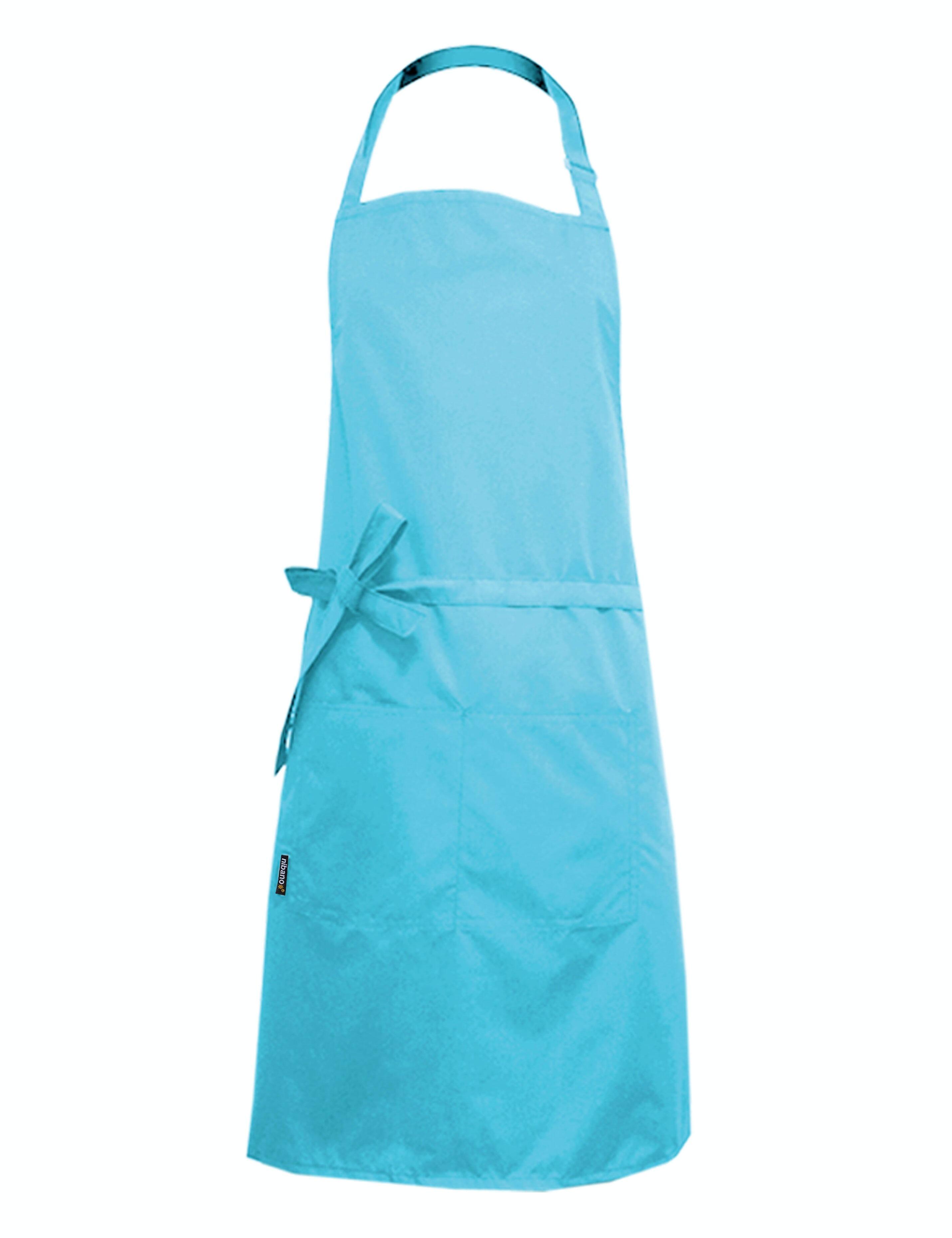 Nibano waterproof hair and beauty salon apron with pockets aqua blue