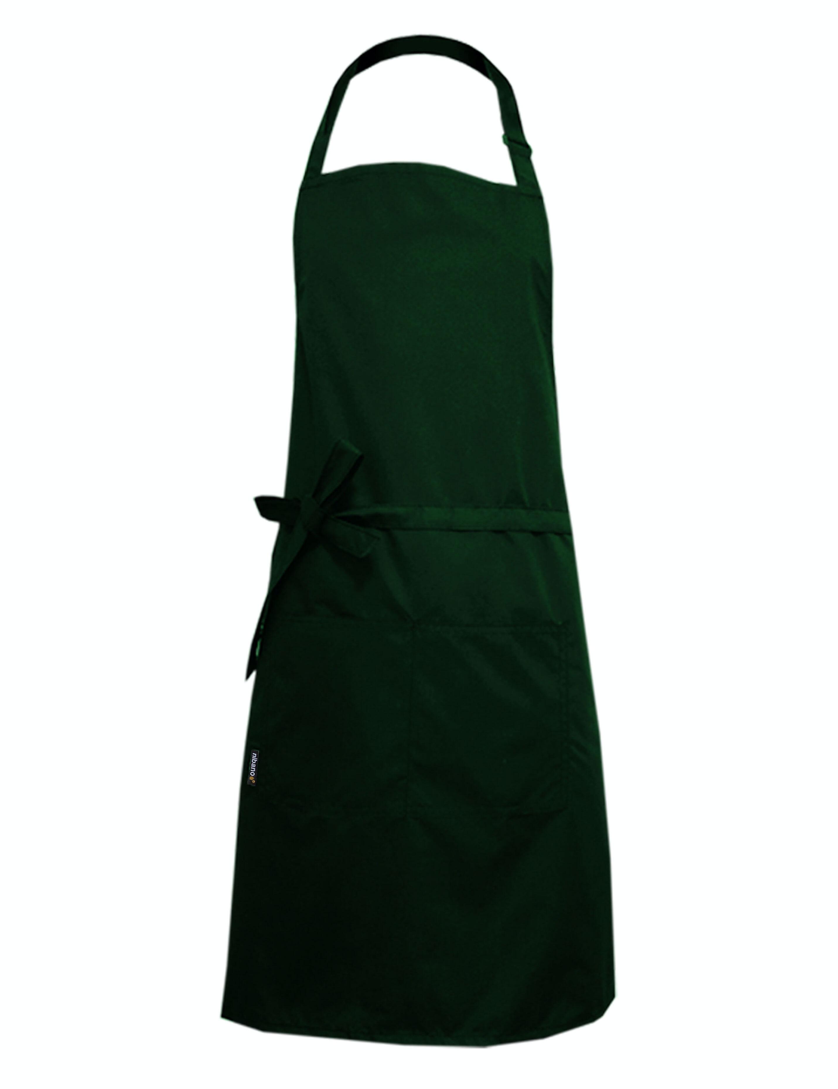 Nibano waterproof hair and beauty salon apron with pockets bottle green