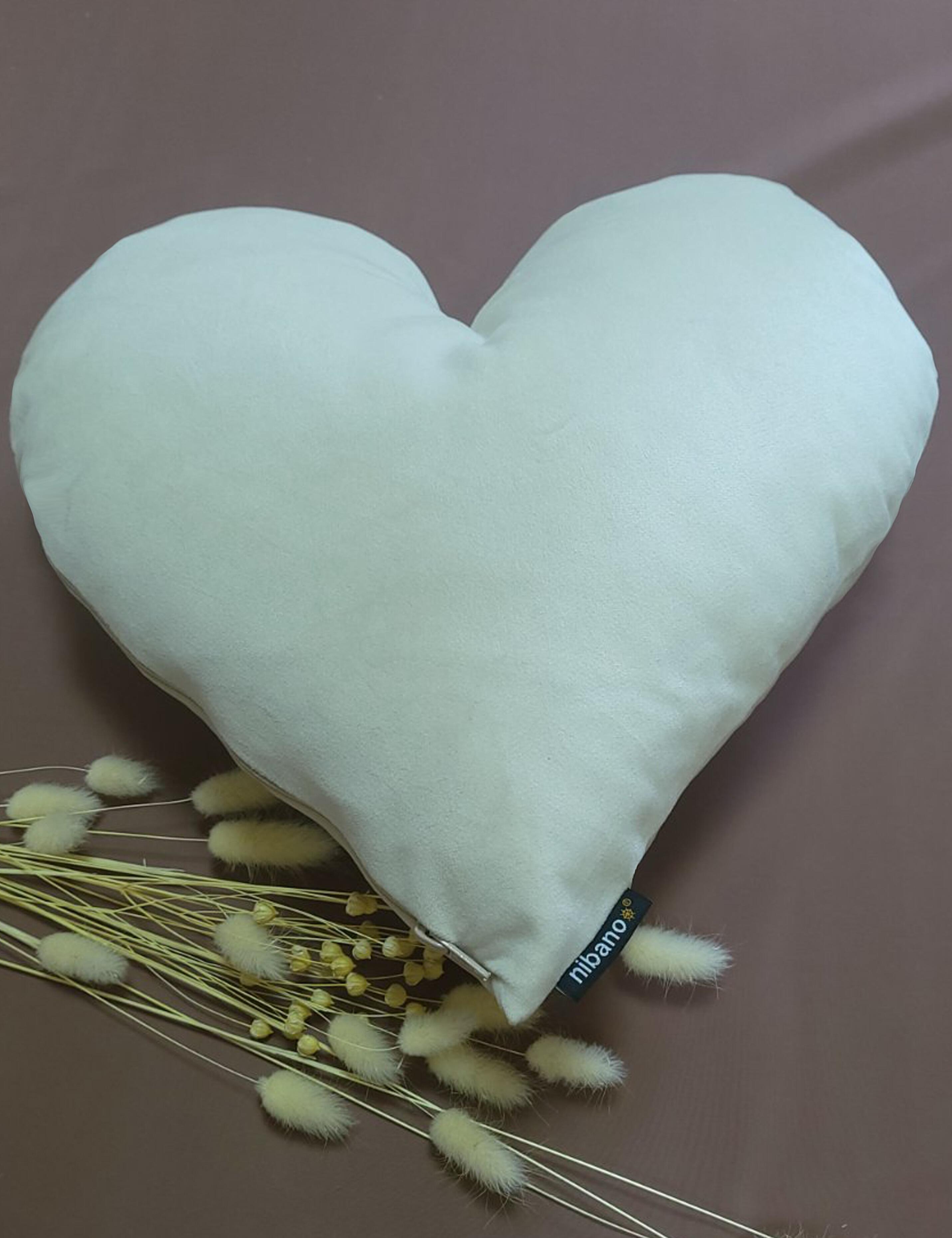 Custom Velvet Heart Cushion Cream