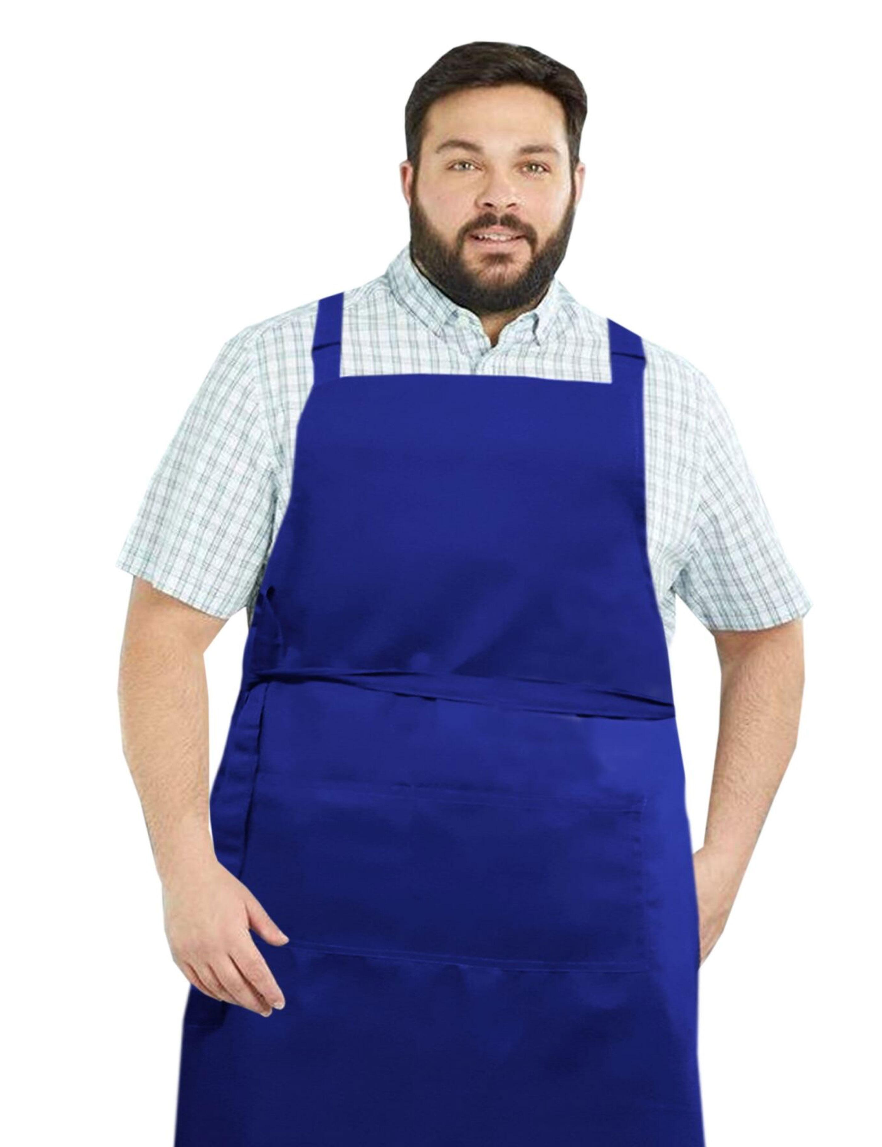 Custom Logo Embroidered Apron Plus Size Royal Blue
