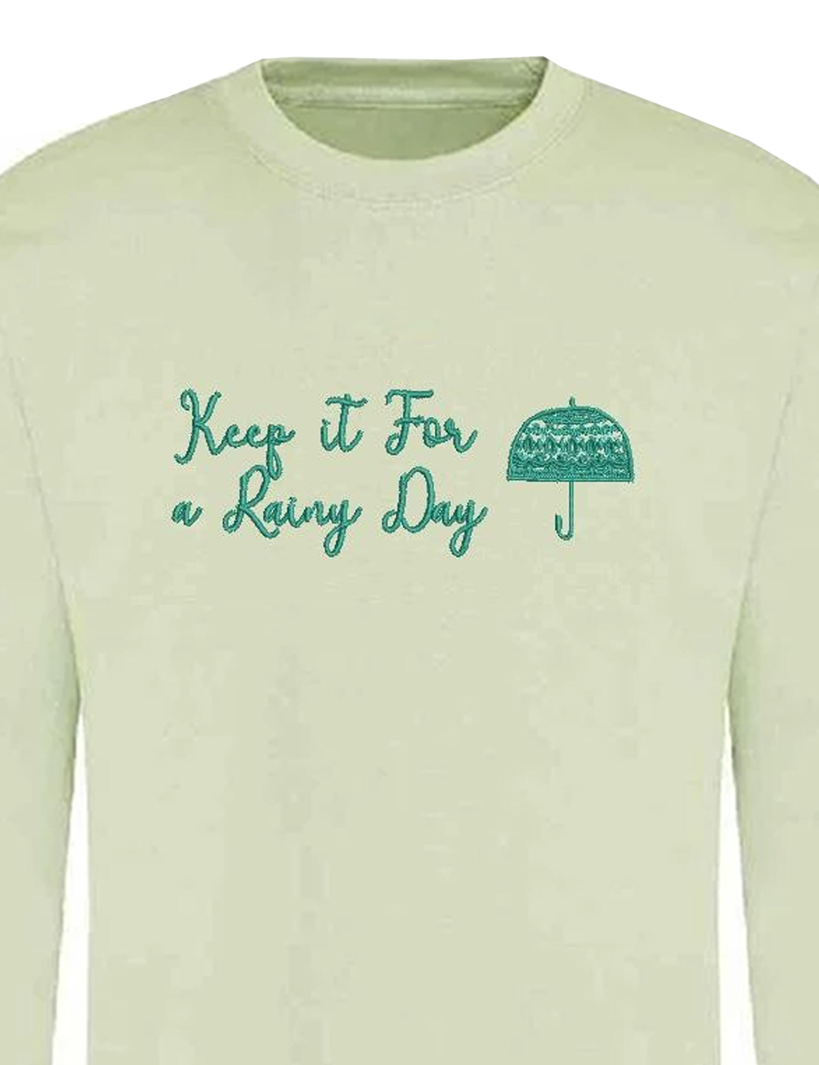 Personalised Embroidered Rainy Days Jumpers Pistachio